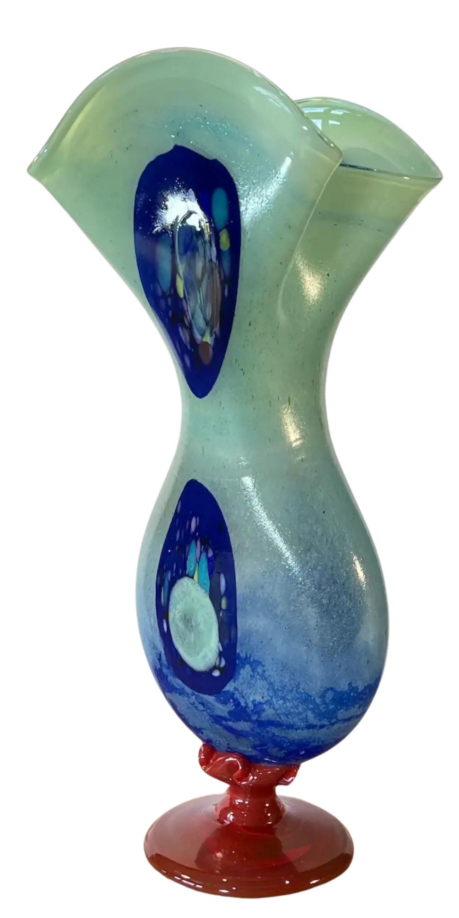 Large Art Glass Abstract Hour Glass Vase - 5