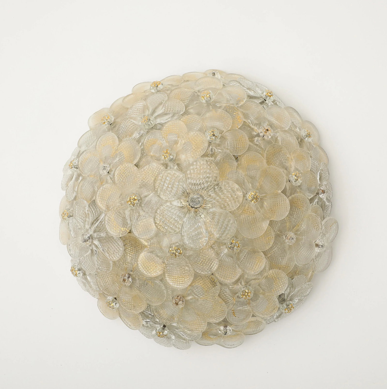 Murano Round Floral Glass Flush Mount Light, Italian 1970s - 10