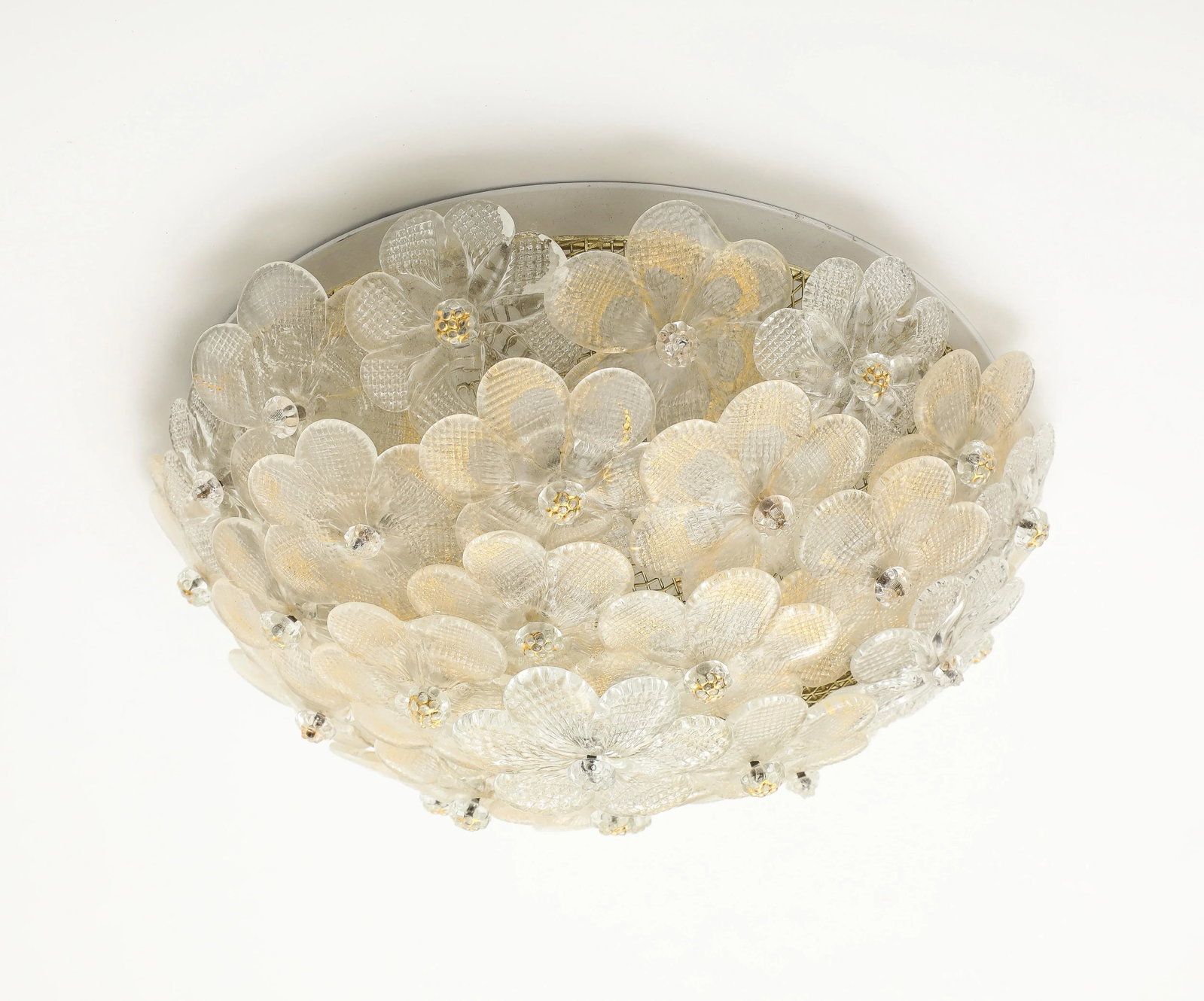 Murano Round Floral Glass Flush Mount Light, Italian 1970s - 11