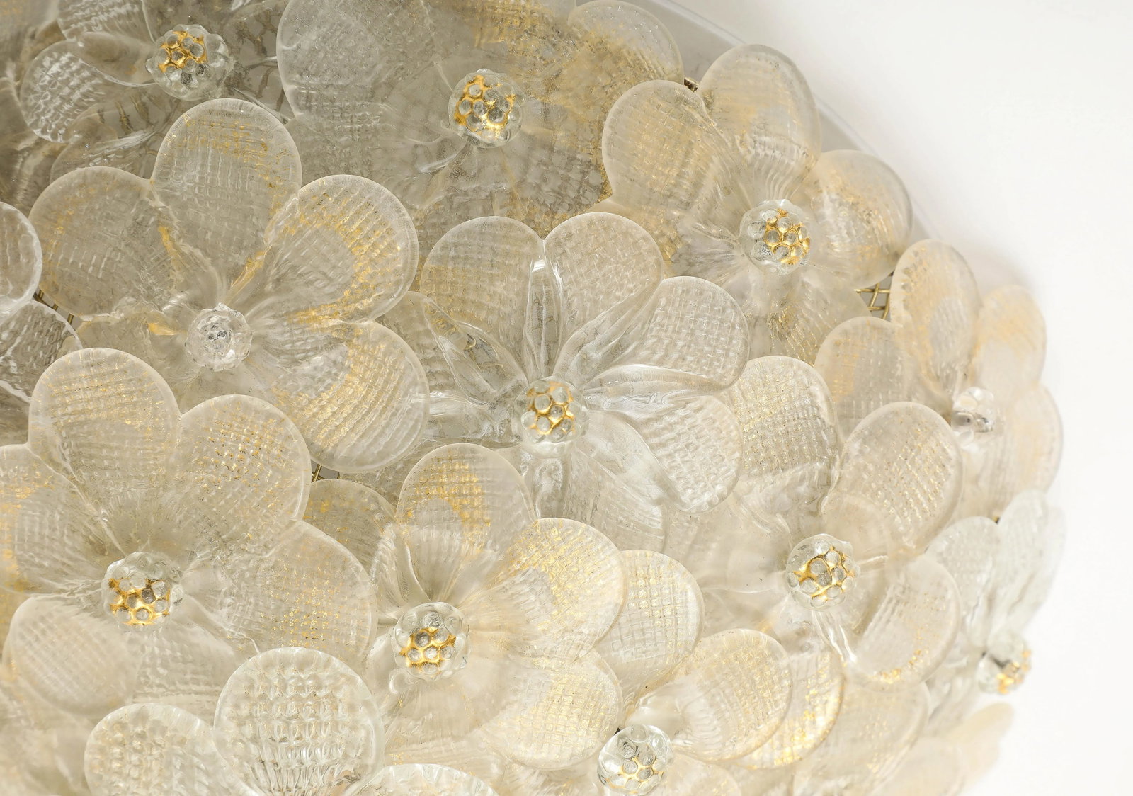 Murano Round Floral Glass Flush Mount Light, Italian 1970s - 12