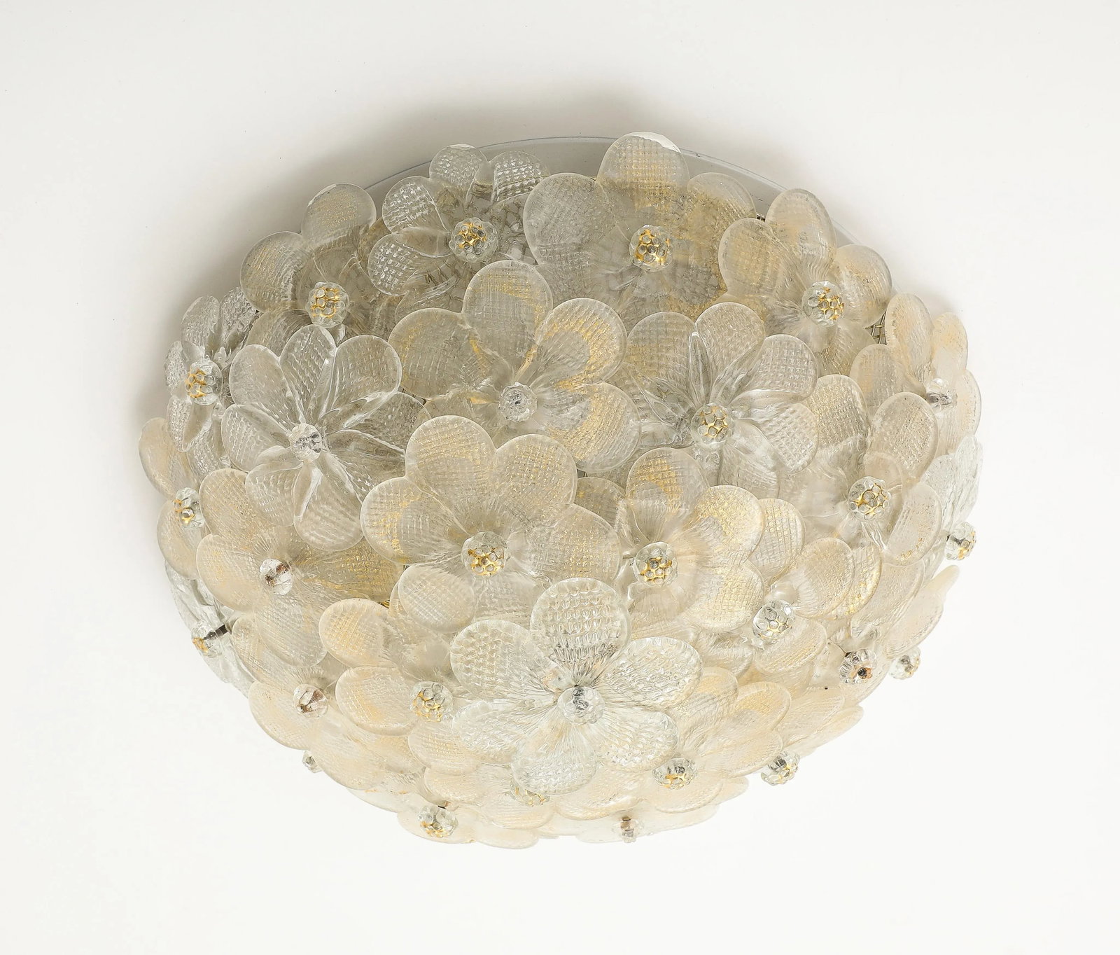 Murano Round Floral Glass Flush Mount Light, Italian 1970s - 4