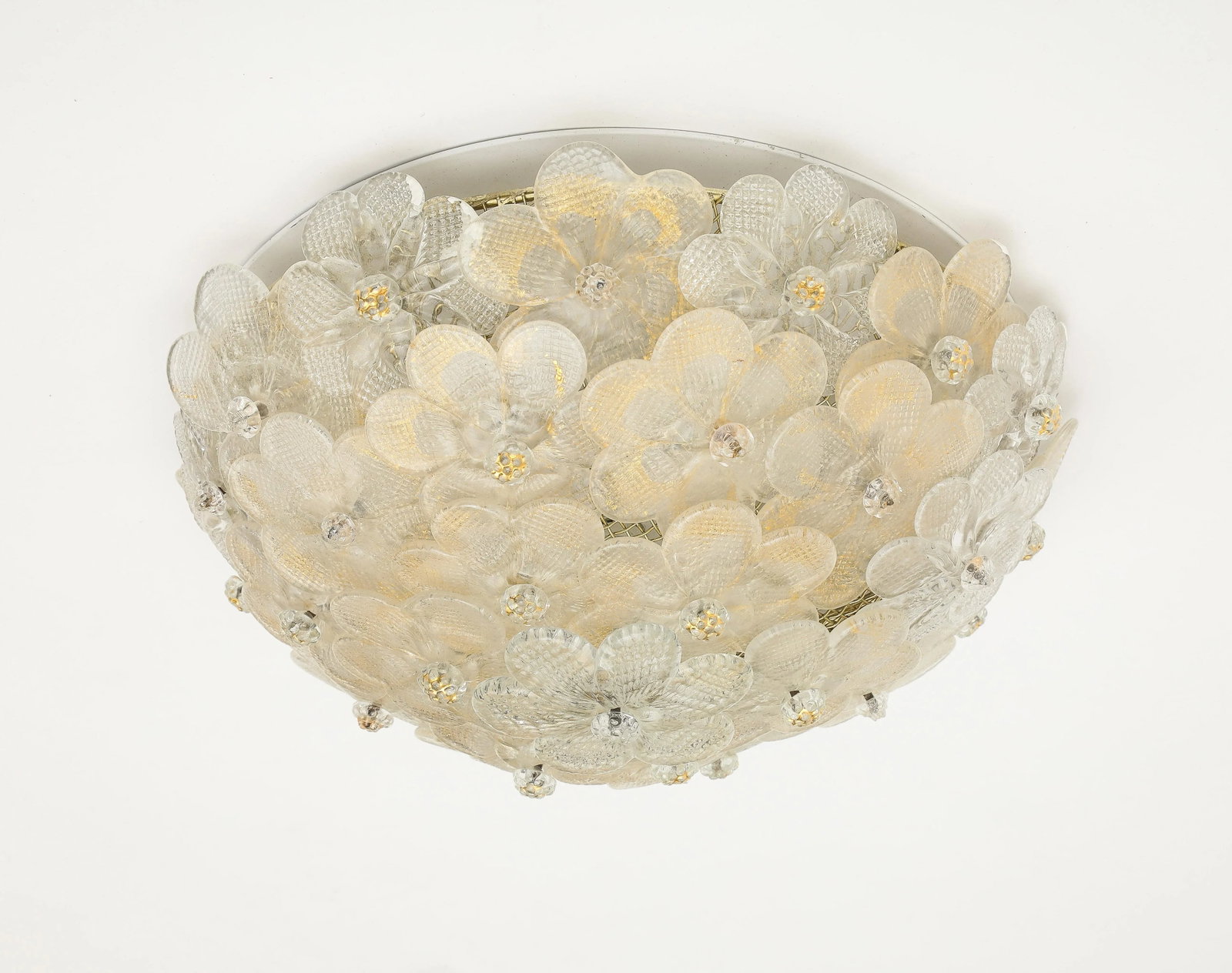 Murano Round Floral Glass Flush Mount Light, Italian 1970s - 8