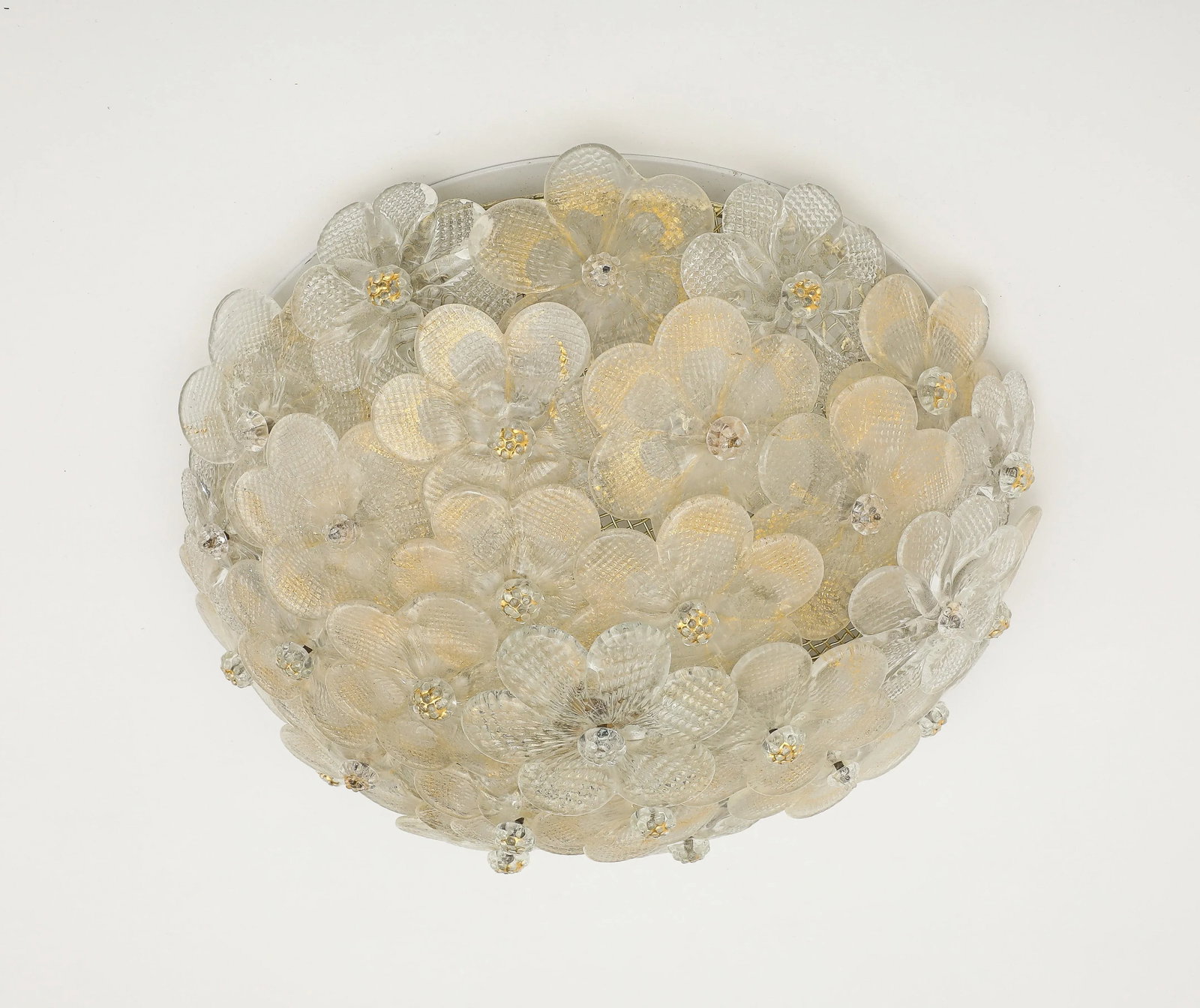 Murano Round Floral Glass Flush Mount Light, Italian 1970s - 9