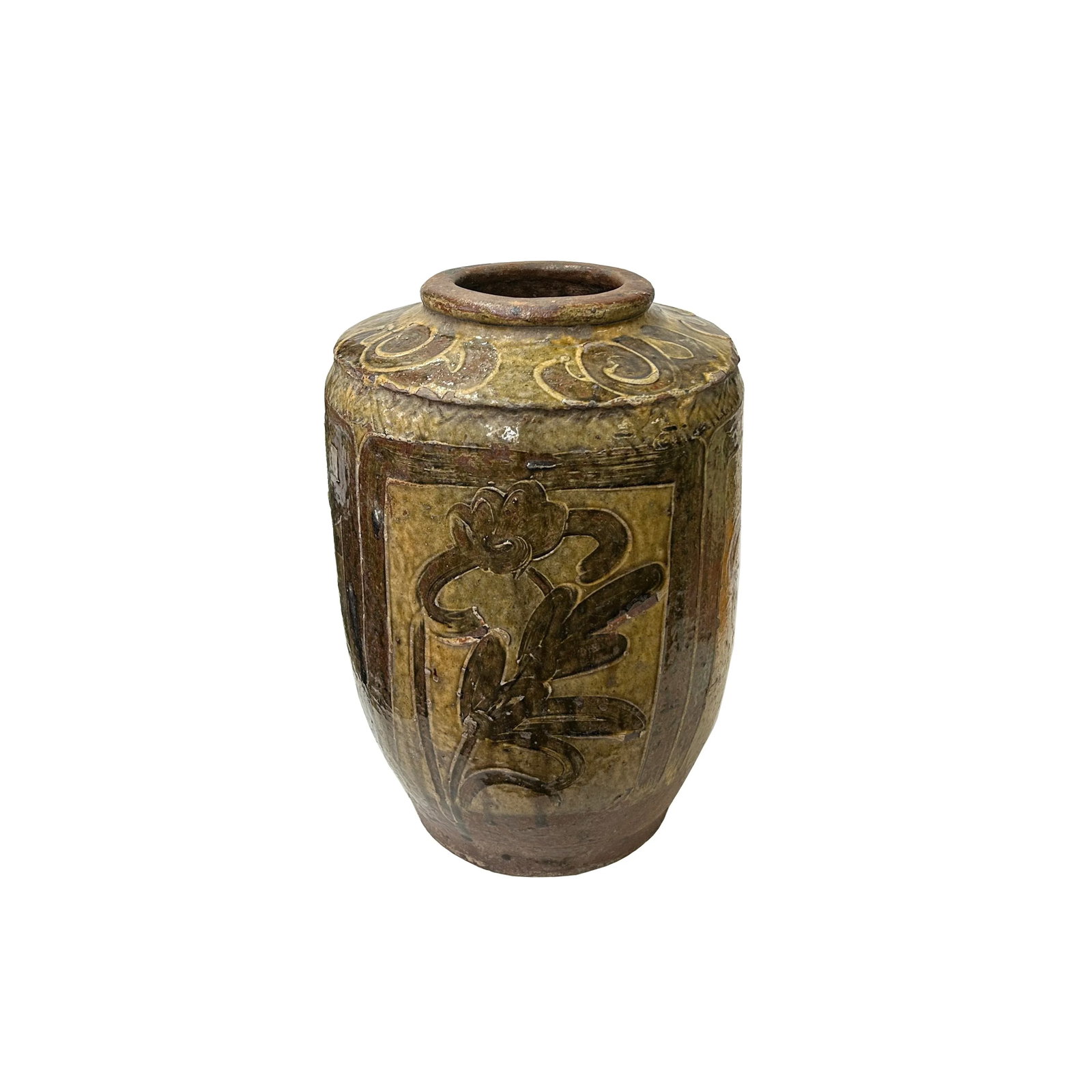 Vintage Earthy Beige Brown Village Rural Pottery Ceramic Pot Vase - 3