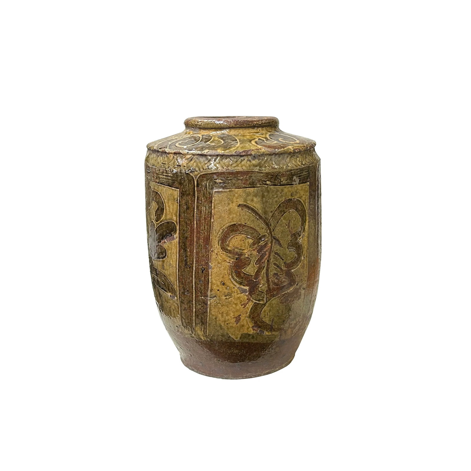 Vintage Earthy Beige Brown Village Rural Pottery Ceramic Pot Vase - 4