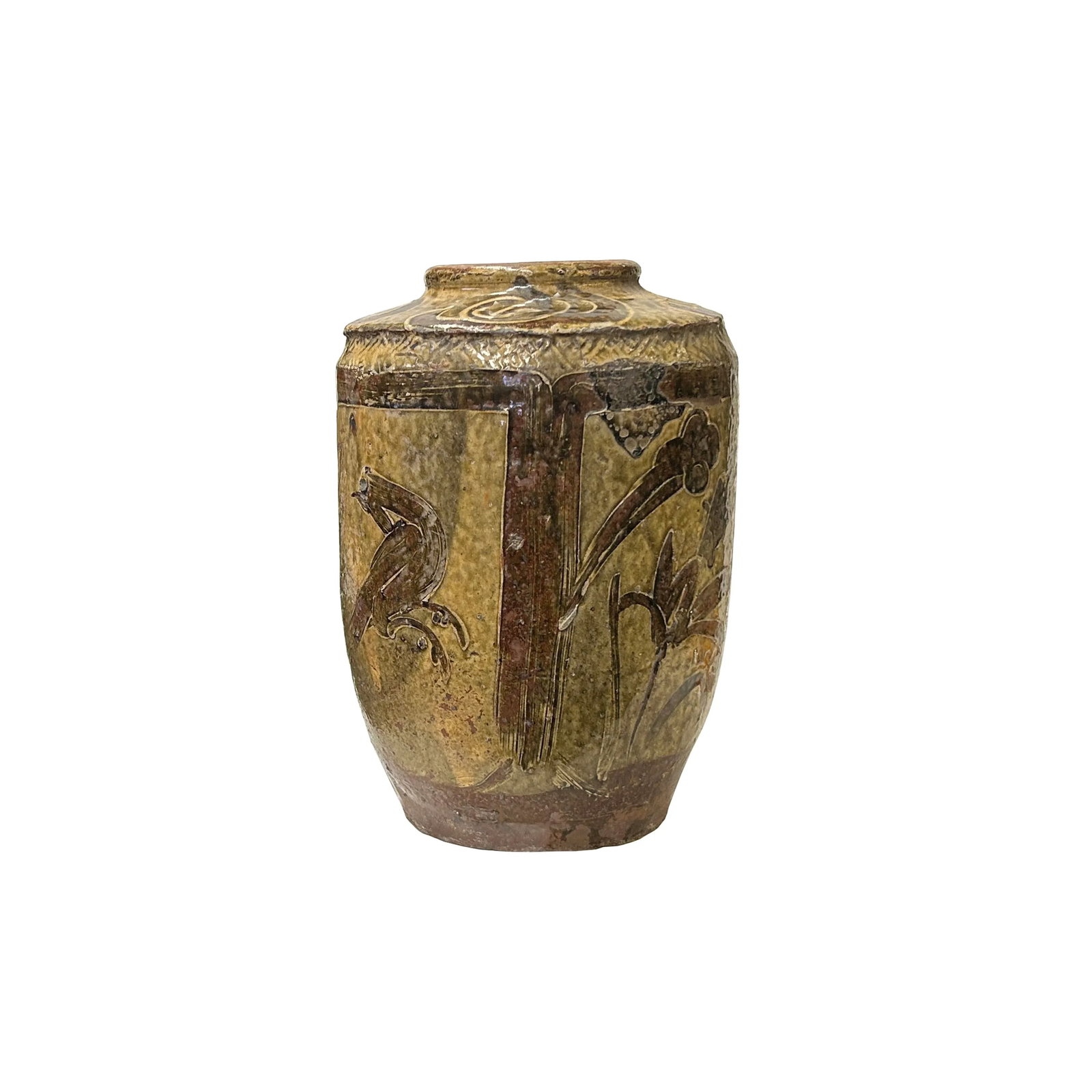 Vintage Earthy Beige Brown Village Rural Pottery Ceramic Pot Vase - 6