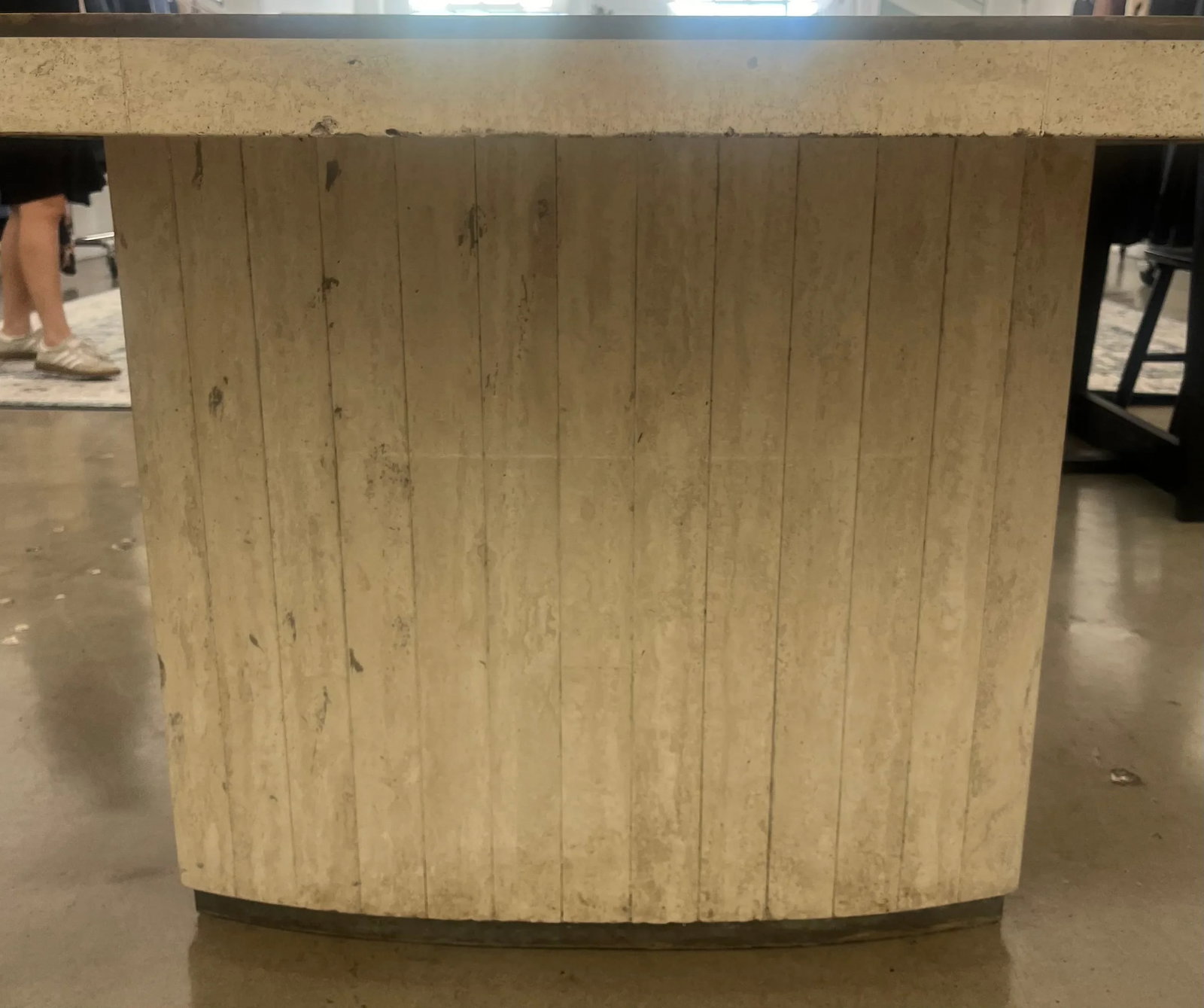 1980s Travertine Rectangular Pedestal Dining Table - 3