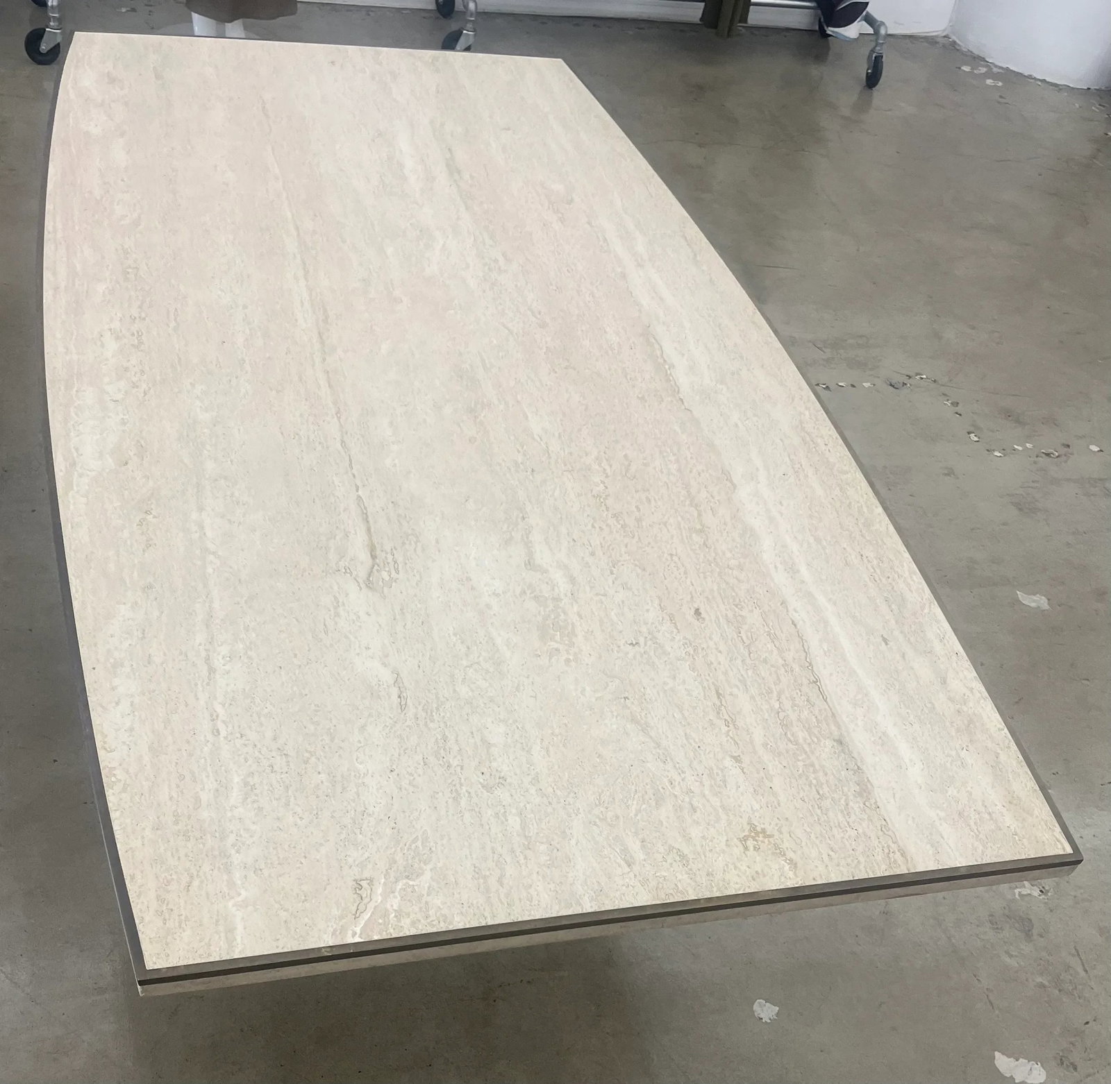 1980s Travertine Rectangular Pedestal Dining Table - 4