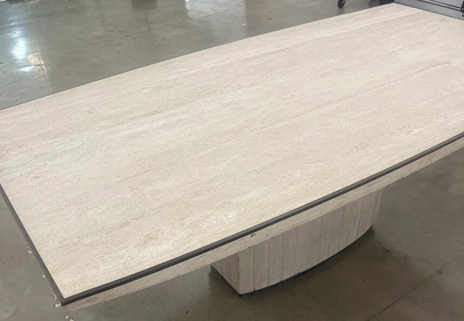 1980s Travertine Rectangular Pedestal Dining Table - 5