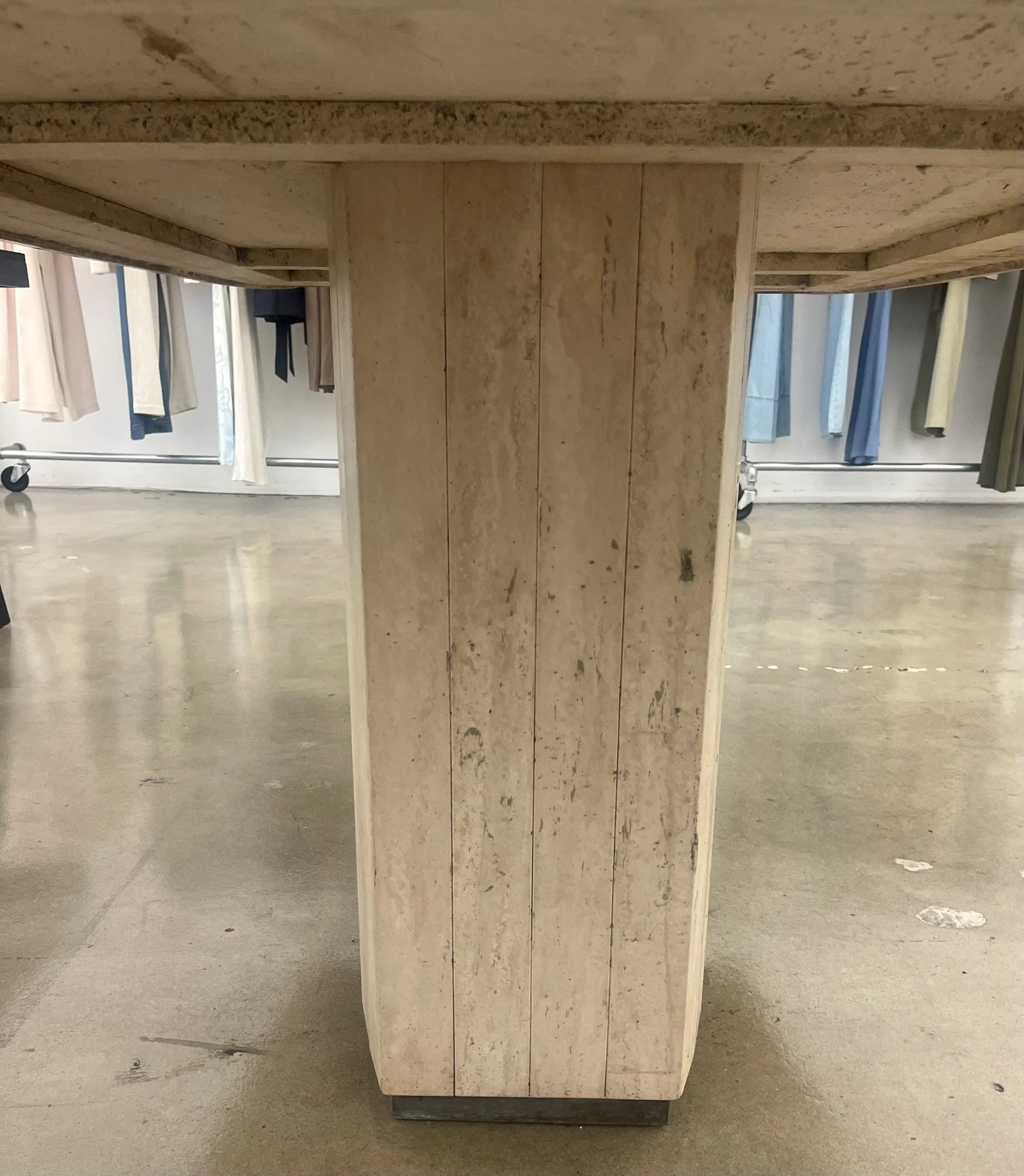 1980s Travertine Rectangular Pedestal Dining Table - 7