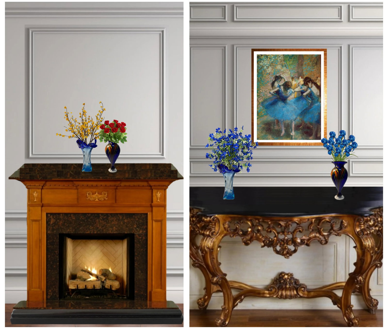 Signed Cobalt Blue Art Glass Vases - A Pair - 2