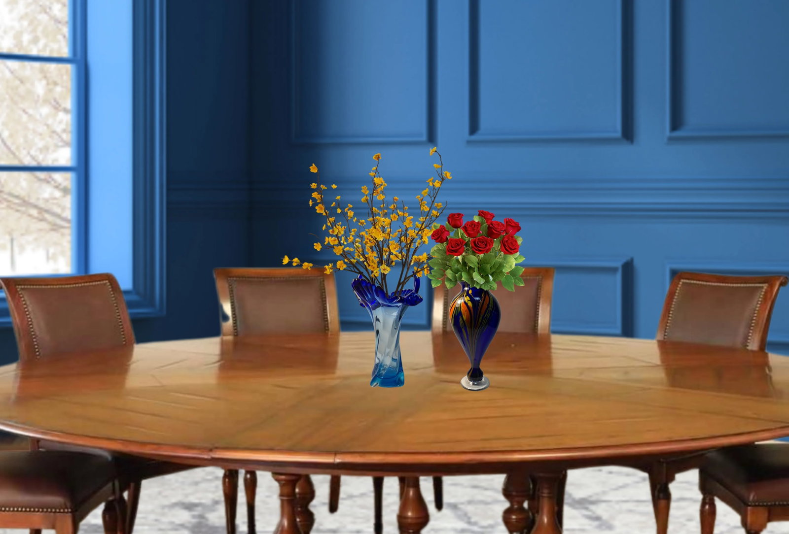 Signed Cobalt Blue Art Glass Vases - A Pair - 7