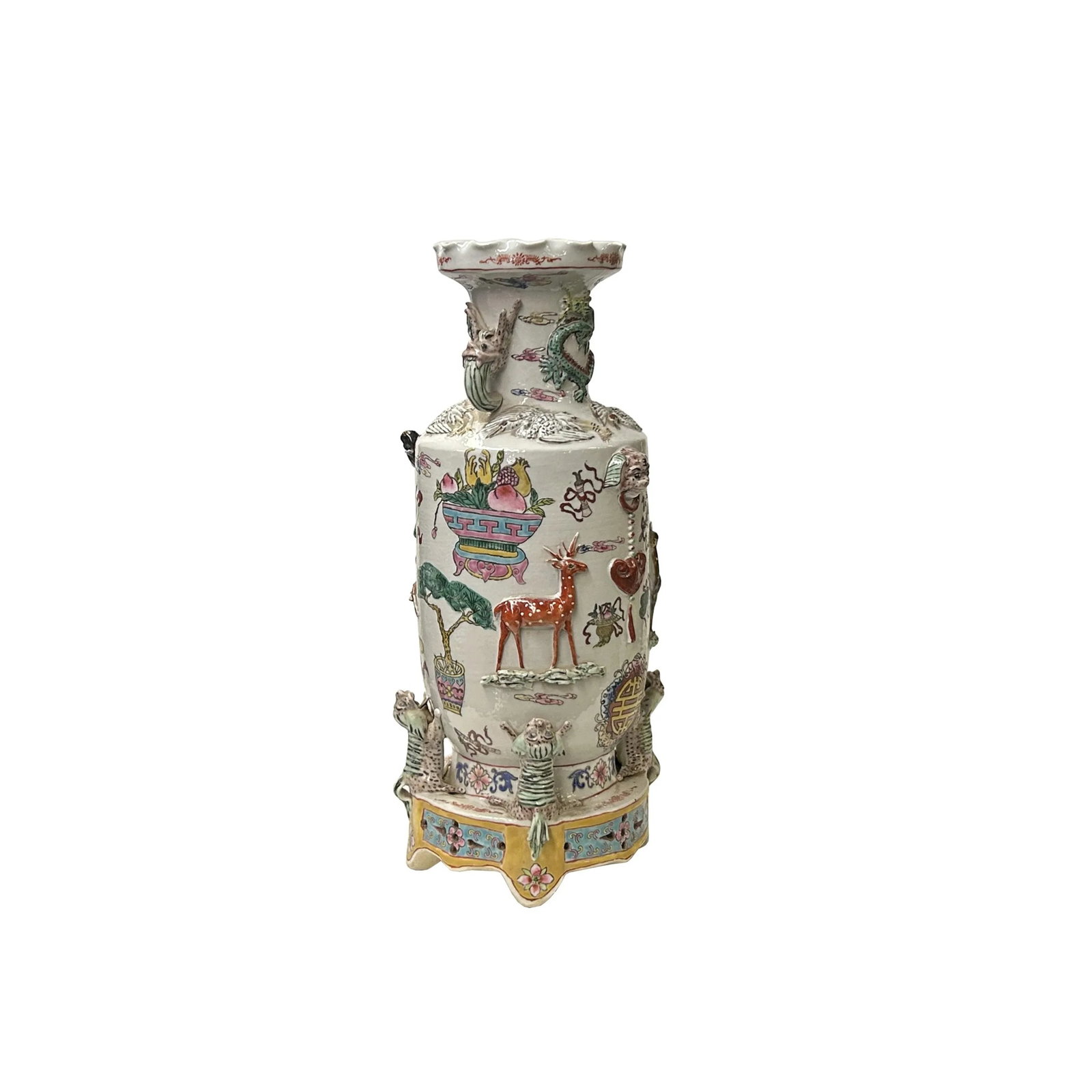 Hand Crafter Vintage Chinese White People Scenery Round Porcelain Vase - 2