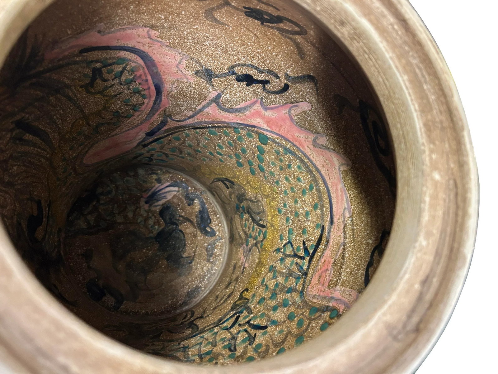 Vintage Historic Treasure Dragon Theme Beige Base Ceramic Pot Vase - 2