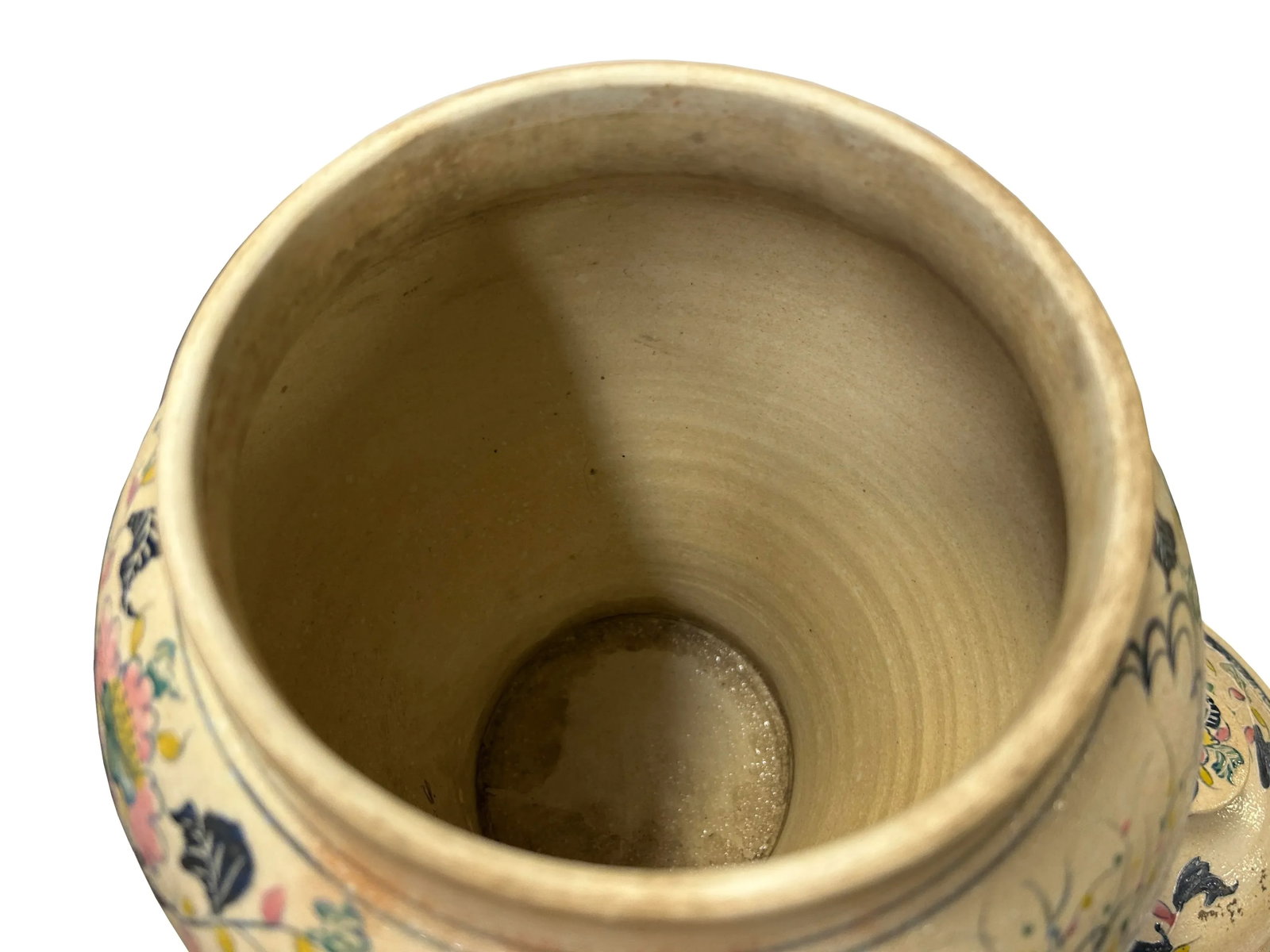 Vintage Historic Treasure Flower Theme Beige Base Ceramic Pot Vase - 6