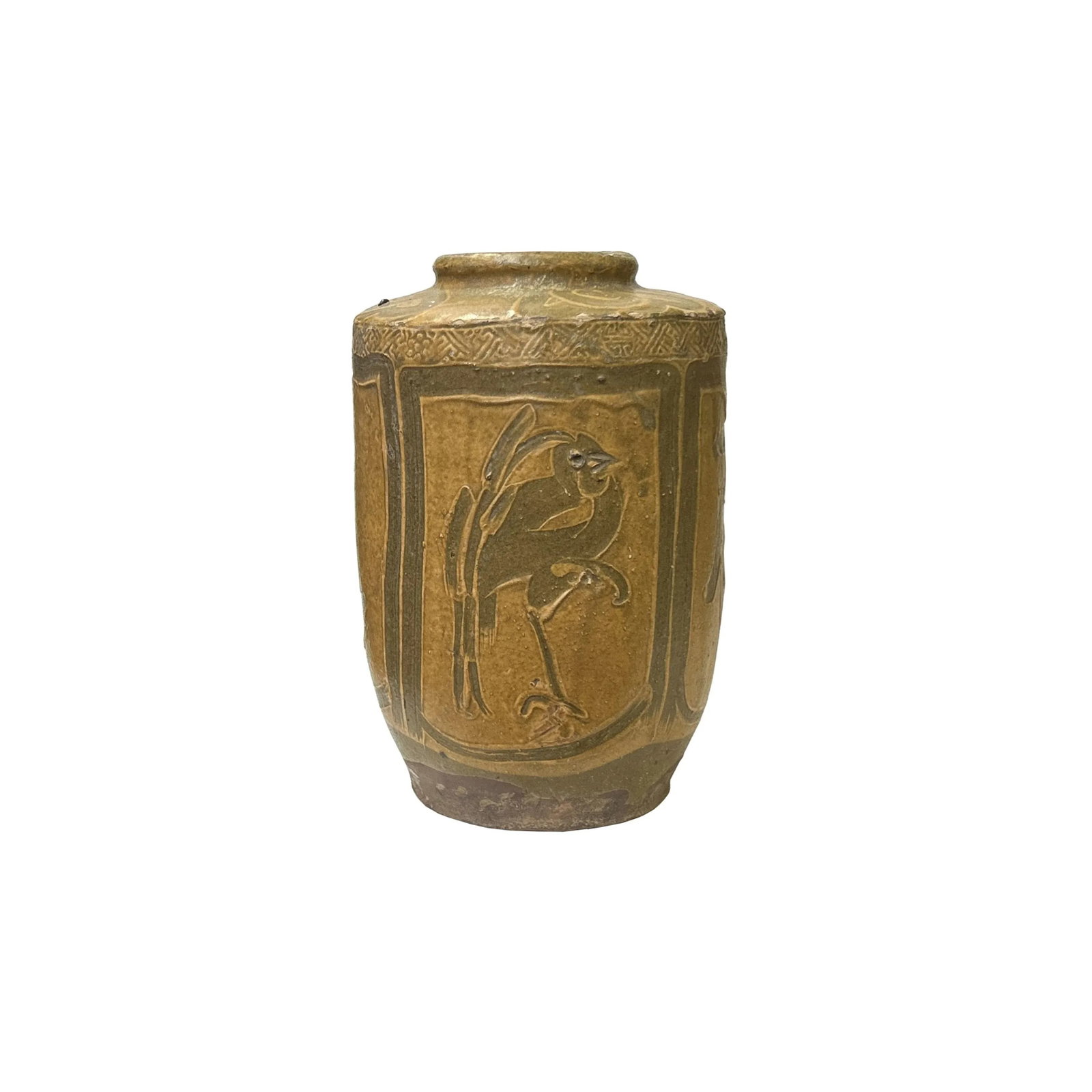 Vintage Earthy Beige Brown Village Rural Pottery Ceramic Pot Vase - 3