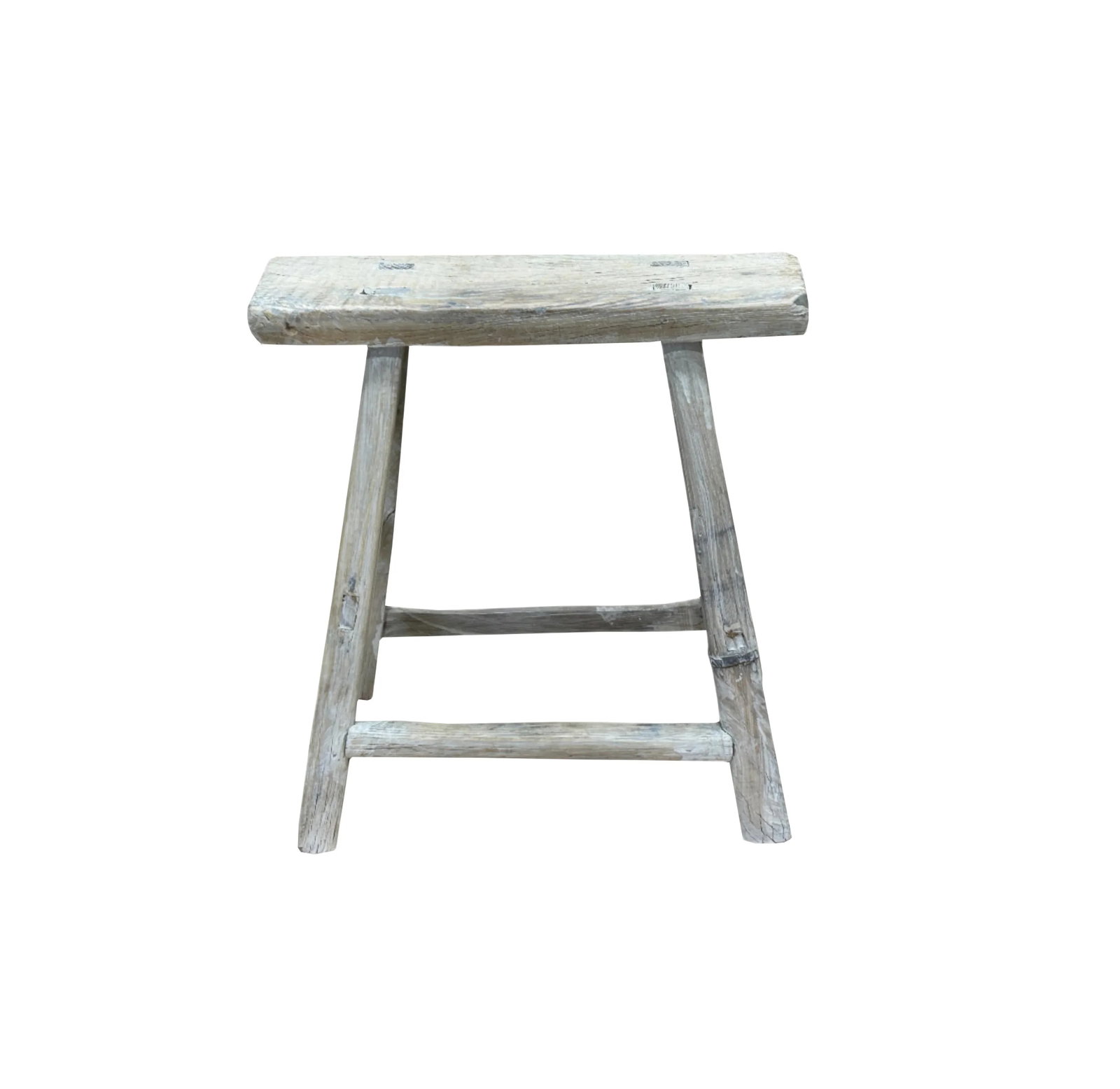 Rustic Raw Rough Wood Grain Rectangle Slim Stool Bench Side Table - 3