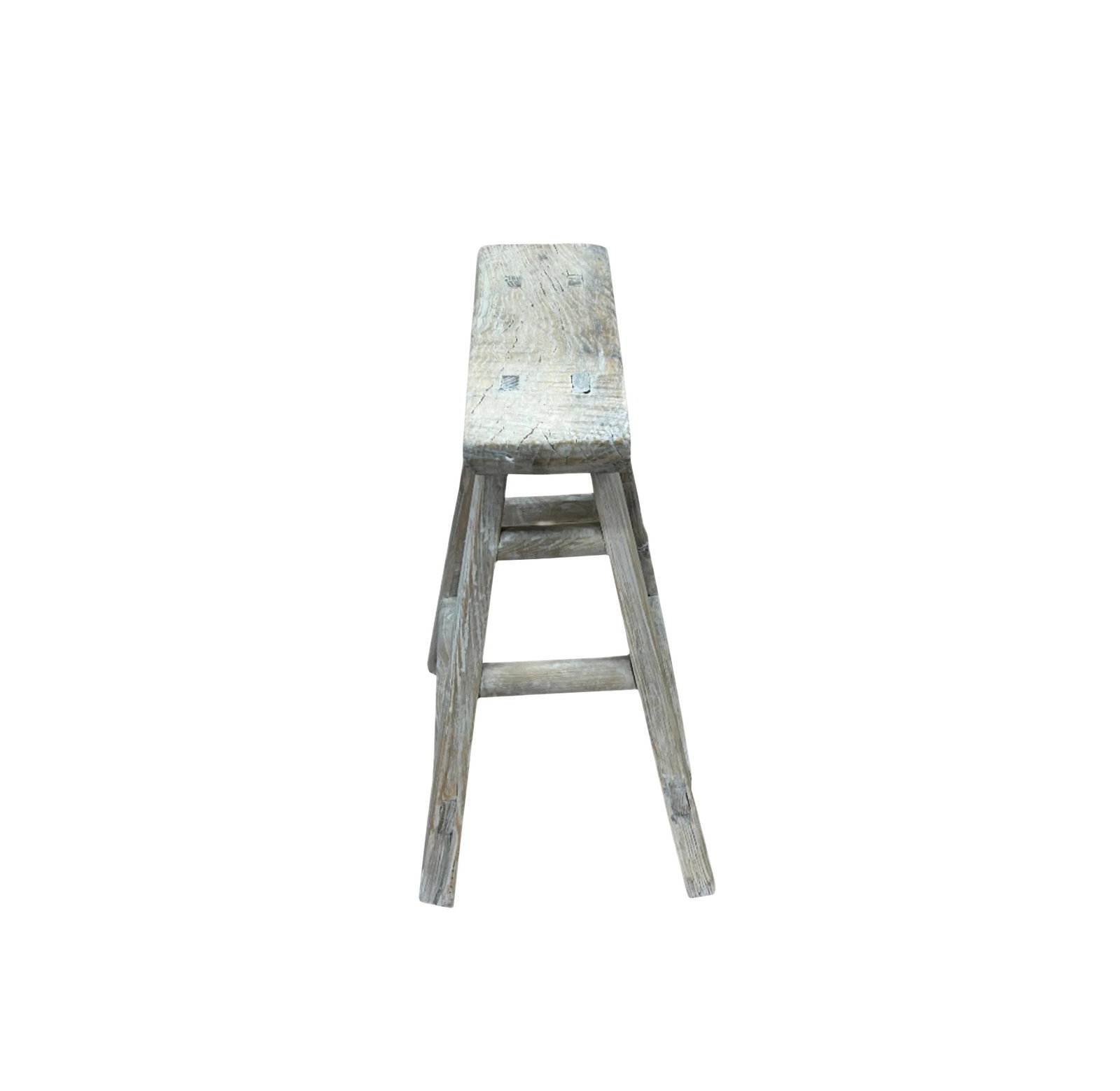 Rustic Raw Rough Wood Grain Rectangle Slim Stool Bench Side Table - 4