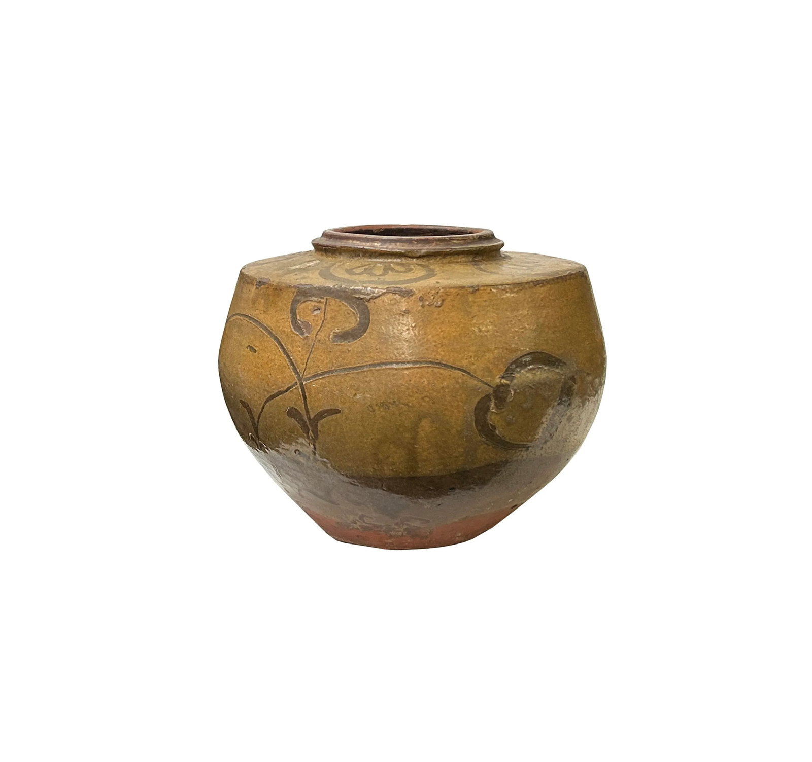 Vintage Earthy Beige Brown Village Rural Pottery Ceramic Pot Vase - 2