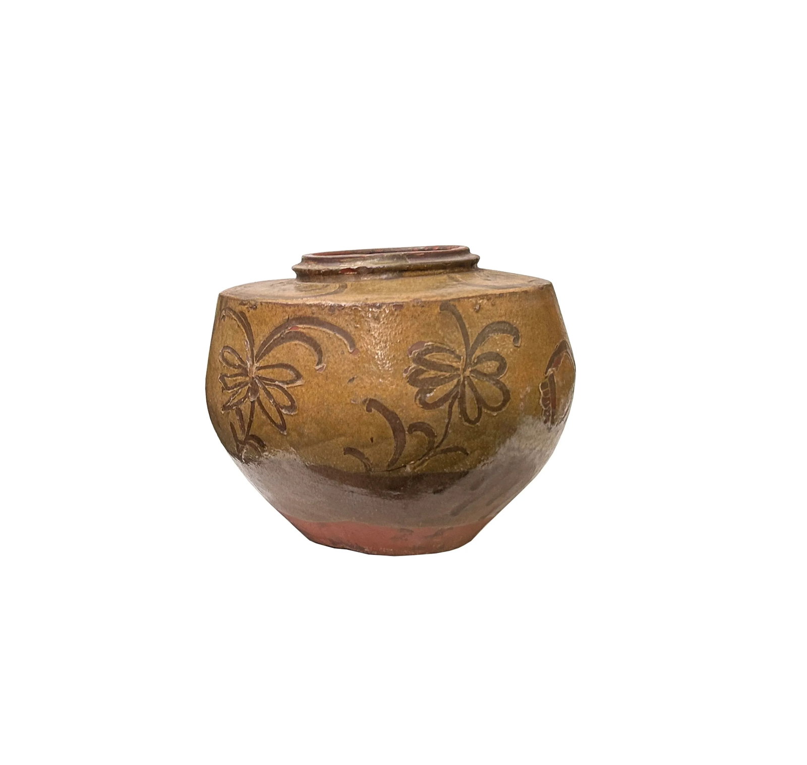 Vintage Earthy Beige Brown Village Rural Pottery Ceramic Pot Vase - 3