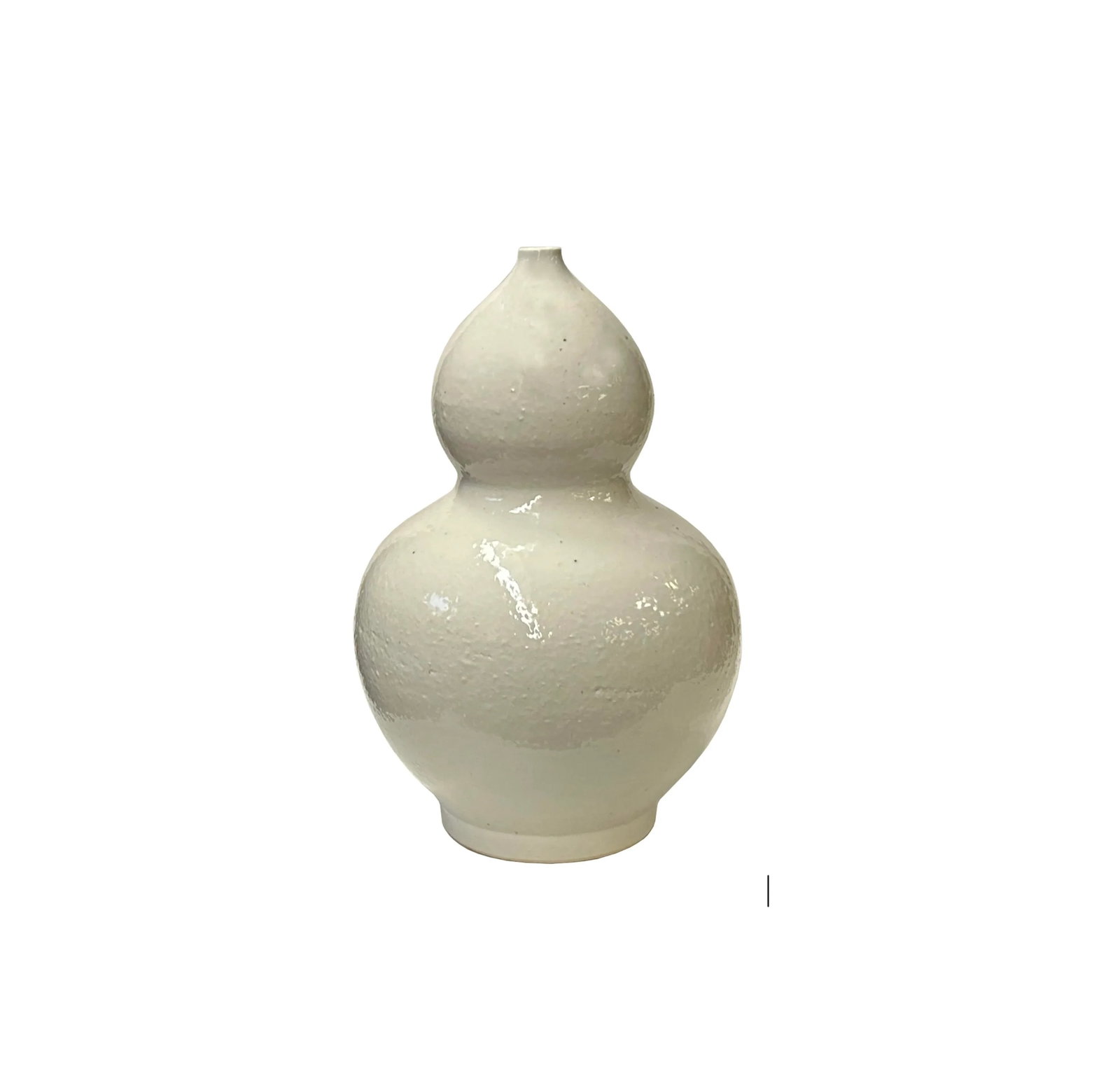 Vintage Off White Glaze Gourd Shape Pottery Ceramic Pot Vase - 2