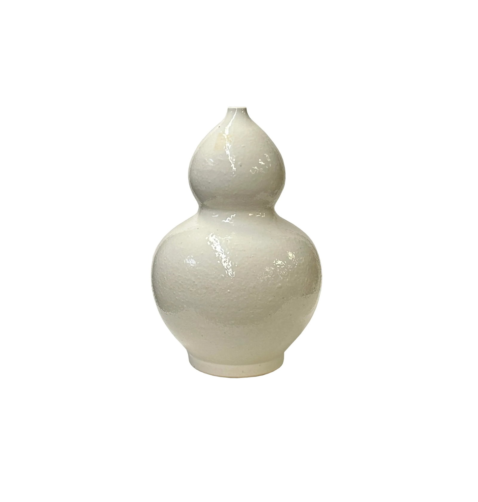 Vintage Off White Glaze Gourd Shape Pottery Ceramic Pot Vase - 4