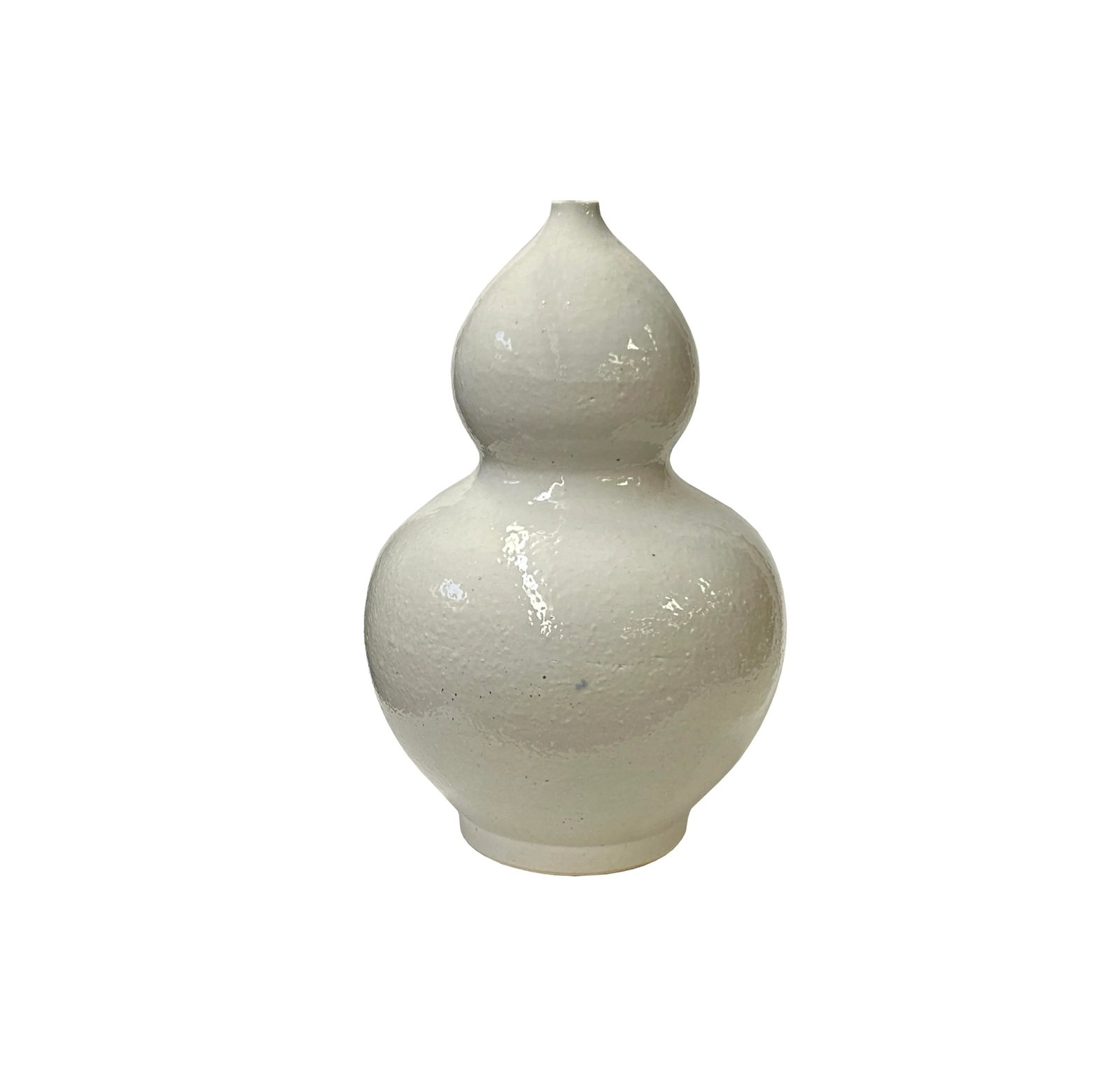 Vintage Off White Glaze Gourd Shape Pottery Ceramic Pot Vase - 5