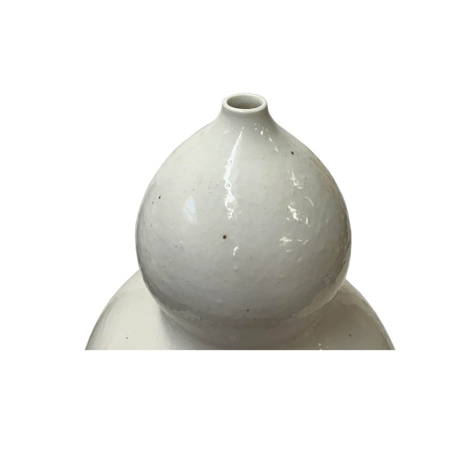 Vintage Off White Glaze Gourd Shape Pottery Ceramic Pot Vase - 6