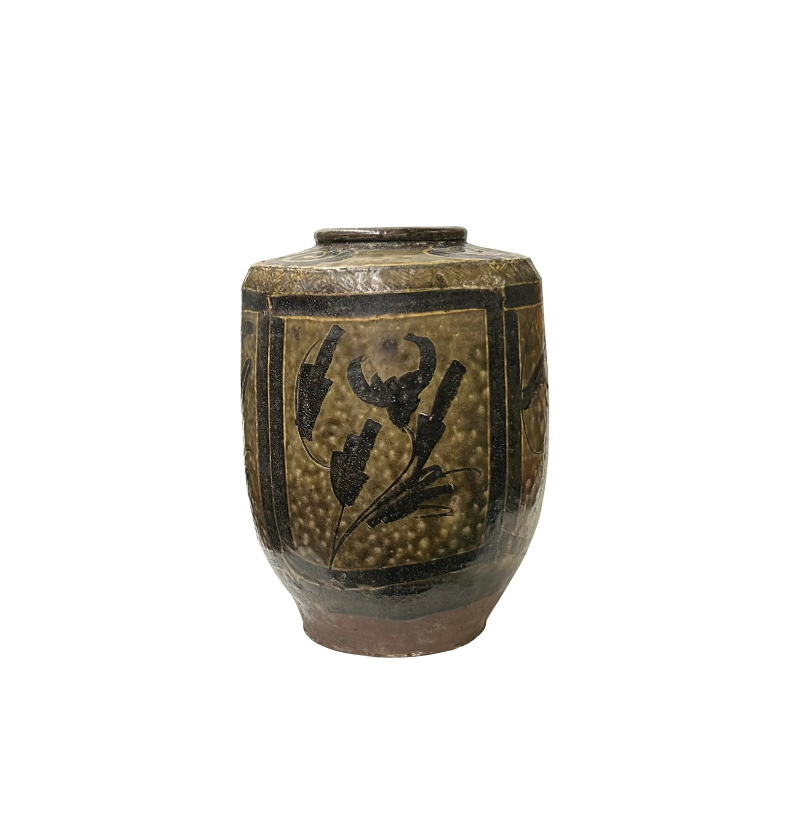 Vintage Earthy Beige Brown Village Rural Pottery Ceramic Pot Vase - 2