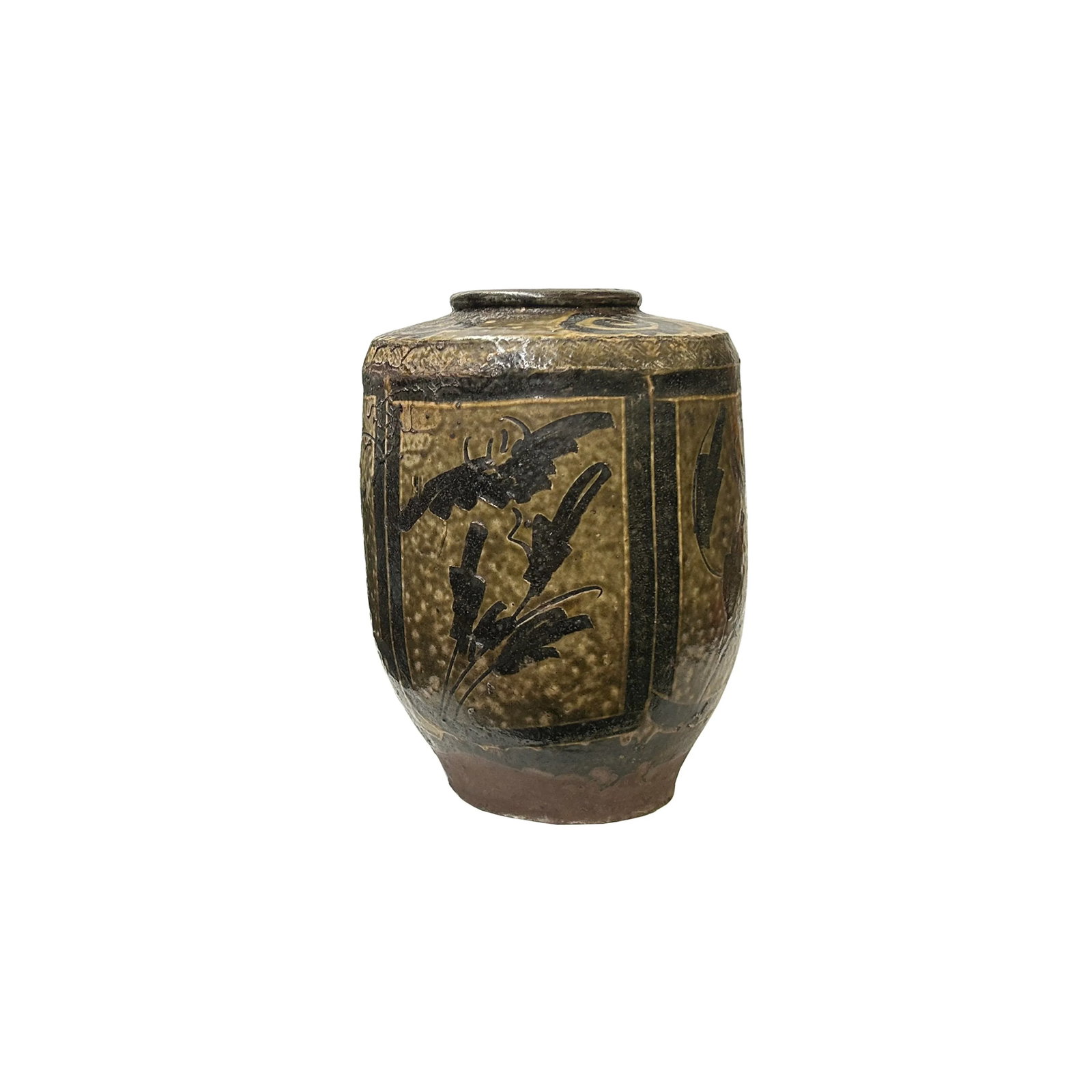 Vintage Earthy Beige Brown Village Rural Pottery Ceramic Pot Vase - 3