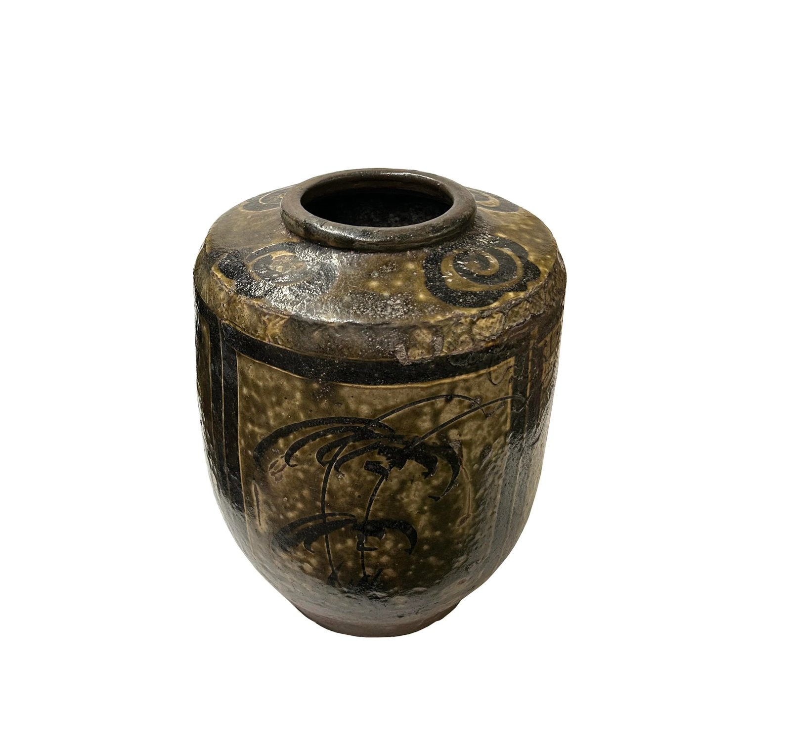 Vintage Earthy Beige Brown Village Rural Pottery Ceramic Pot Vase - 5