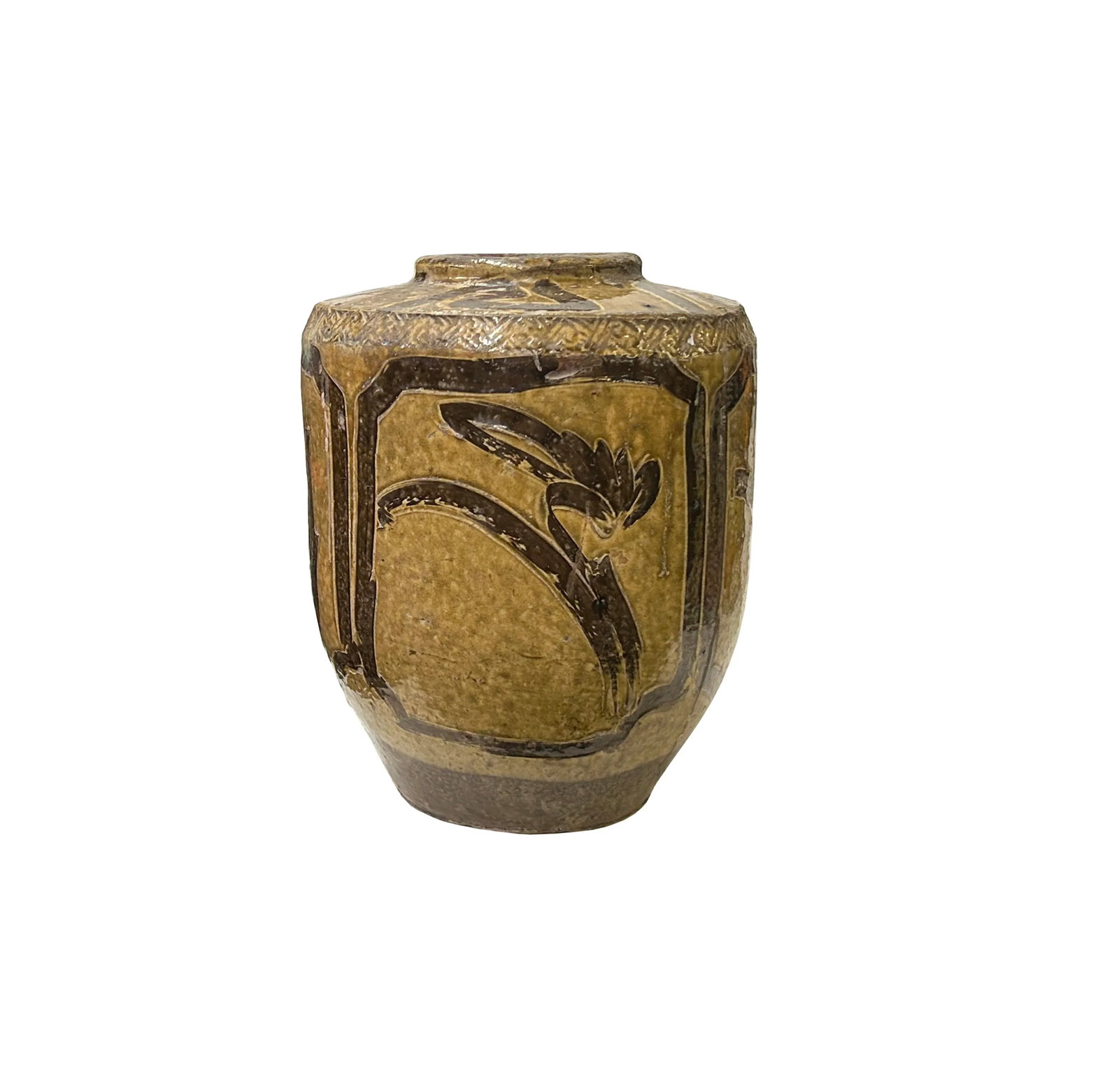 Vintage Earthy Beige Brown Village Rural Pottery Ceramic Pot Vase - 2