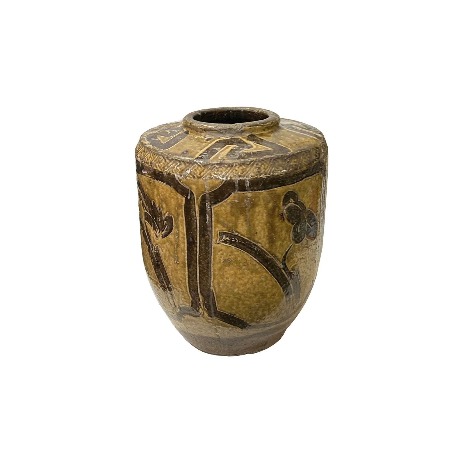 Vintage Earthy Beige Brown Village Rural Pottery Ceramic Pot Vase - 3