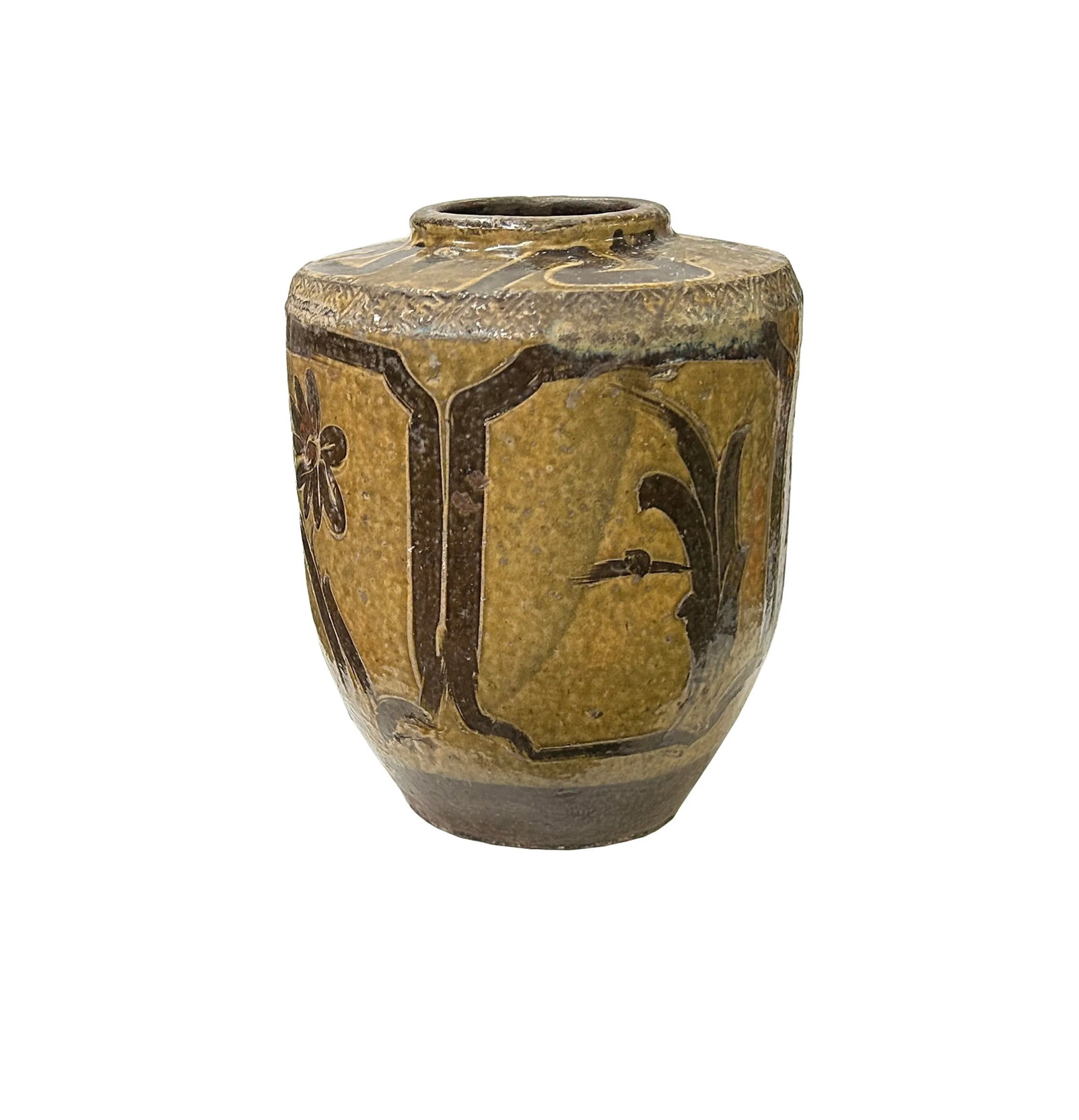 Vintage Earthy Beige Brown Village Rural Pottery Ceramic Pot Vase - 5