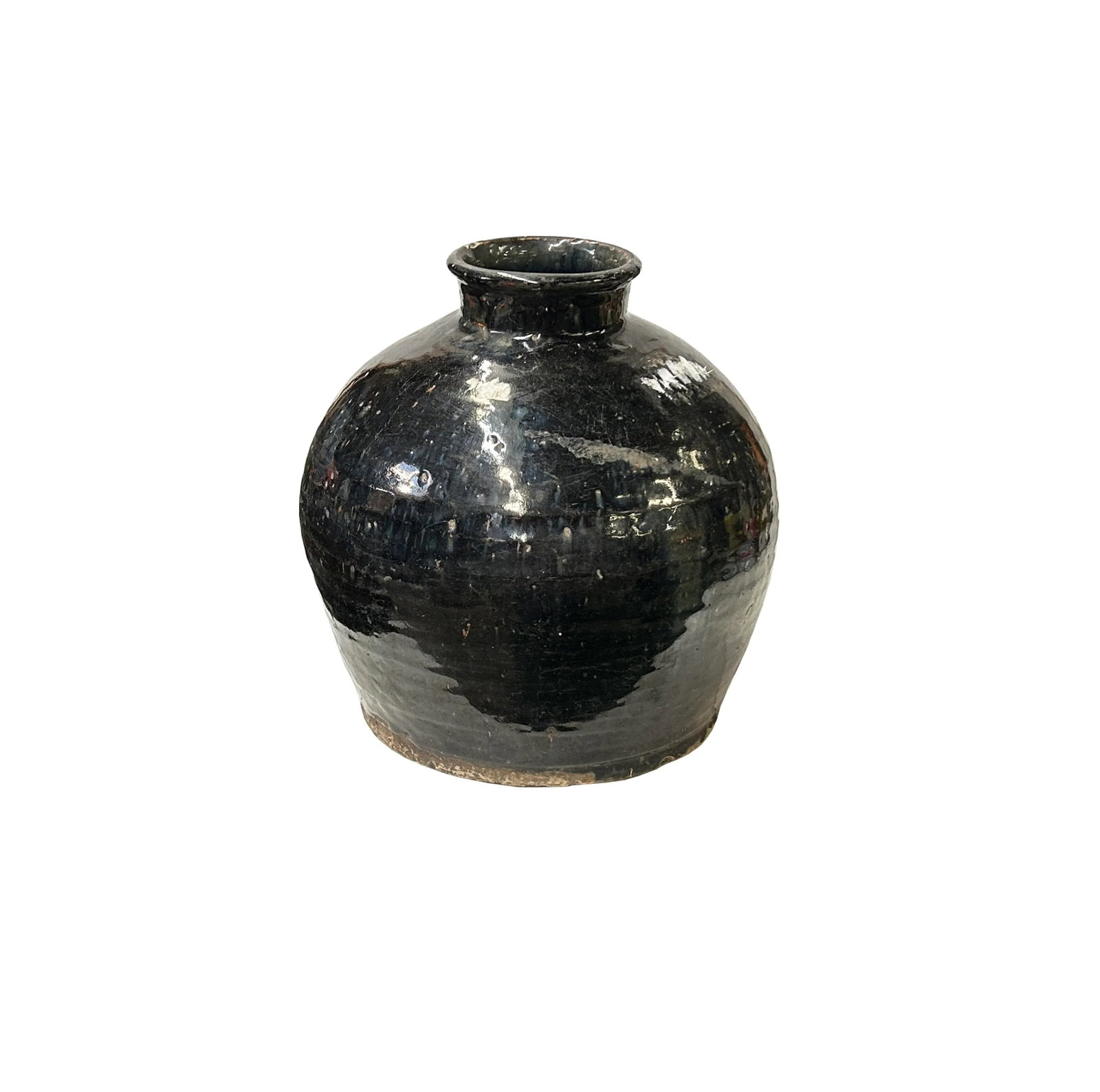 Vintage Earthy Rustic Black Village Rural Pottery Ceramic Pot Vase - 3