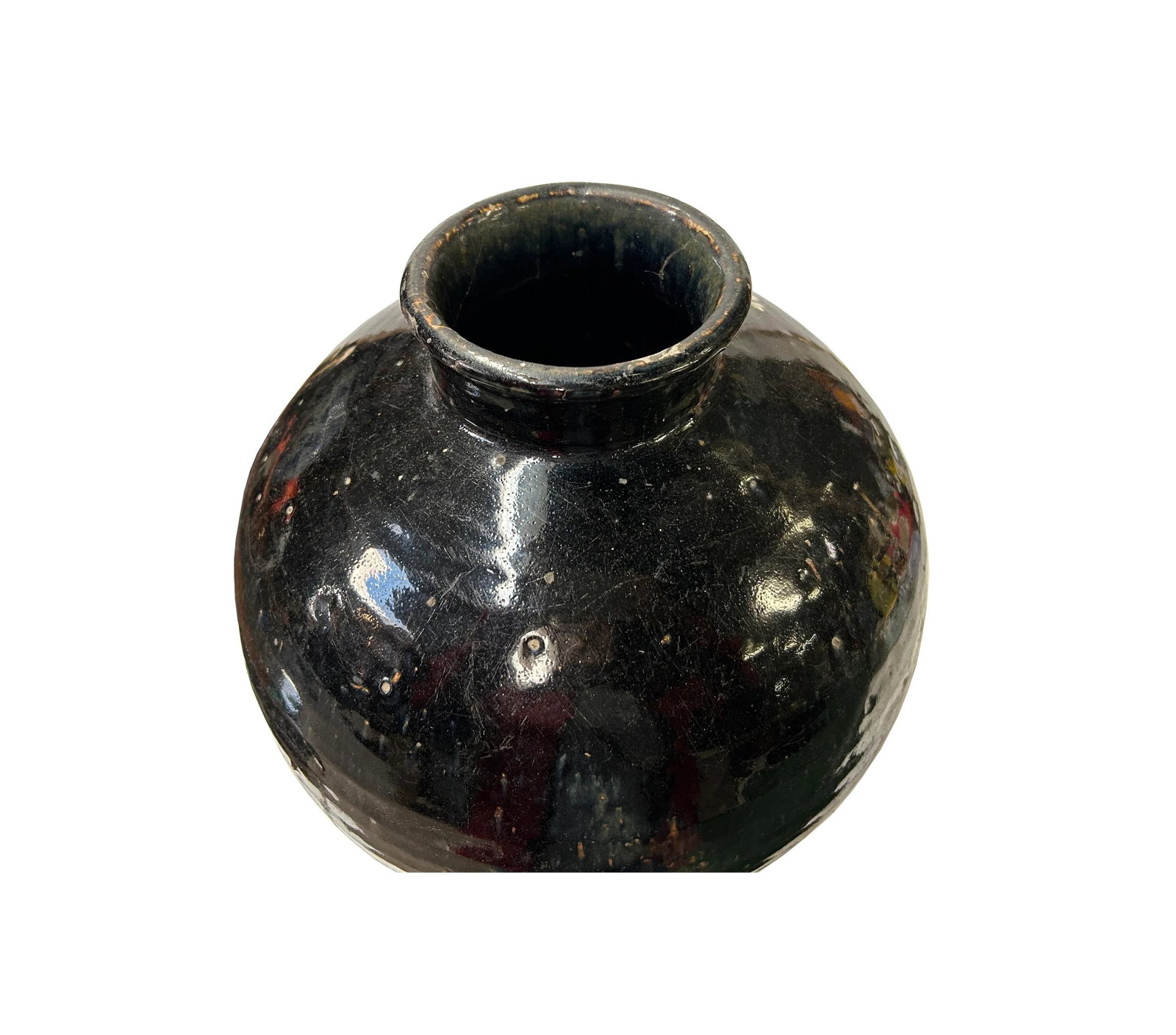 Vintage Earthy Rustic Black Village Rural Pottery Ceramic Pot Vase - 5