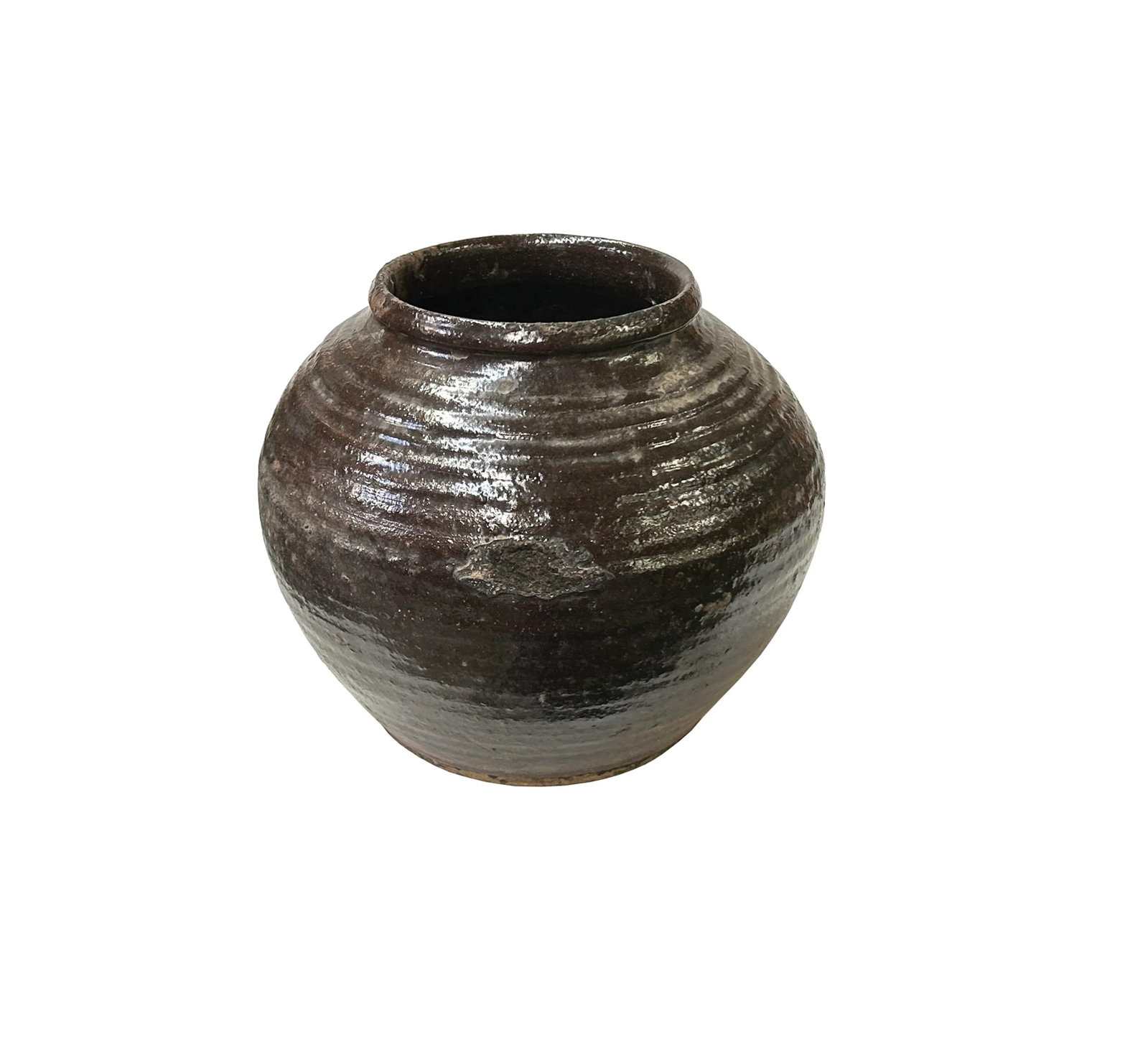 Vintage Earthy Rustic Brown Black Village Rural Pottery Ceramic Pot Vase - 2