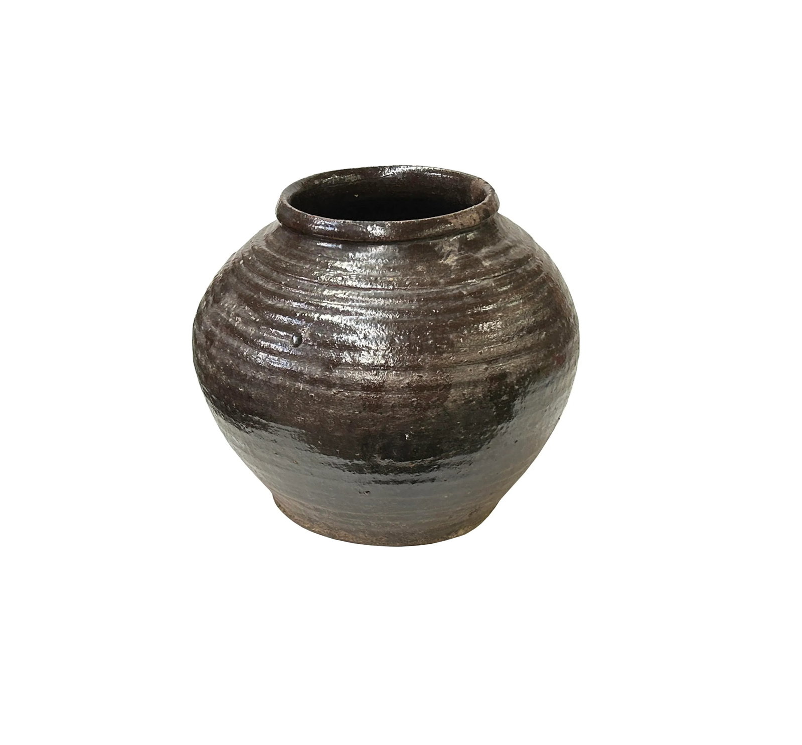 Vintage Earthy Rustic Brown Black Village Rural Pottery Ceramic Pot Vase - 4