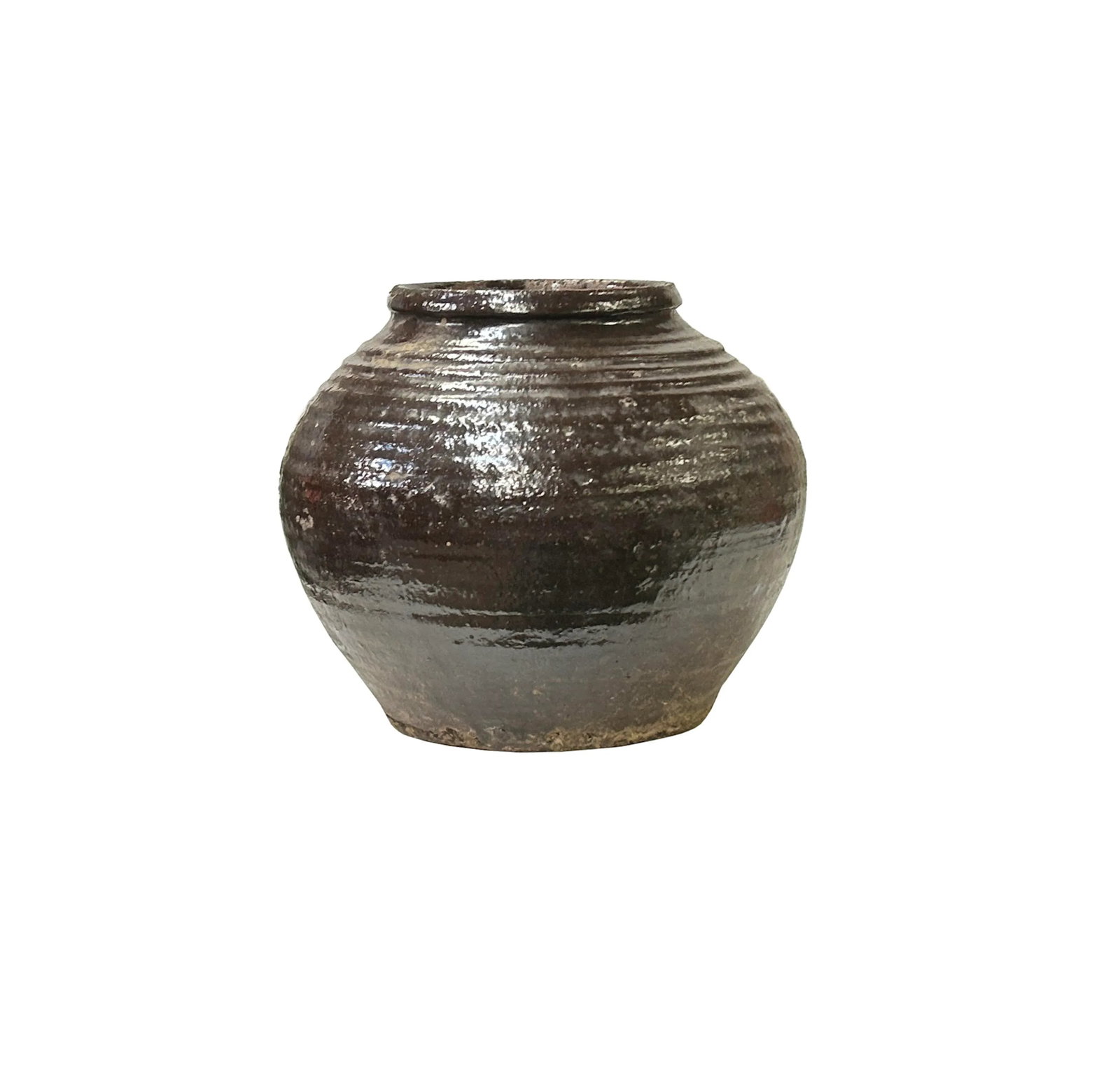 Vintage Earthy Rustic Brown Black Village Rural Pottery Ceramic Pot Vase - 5