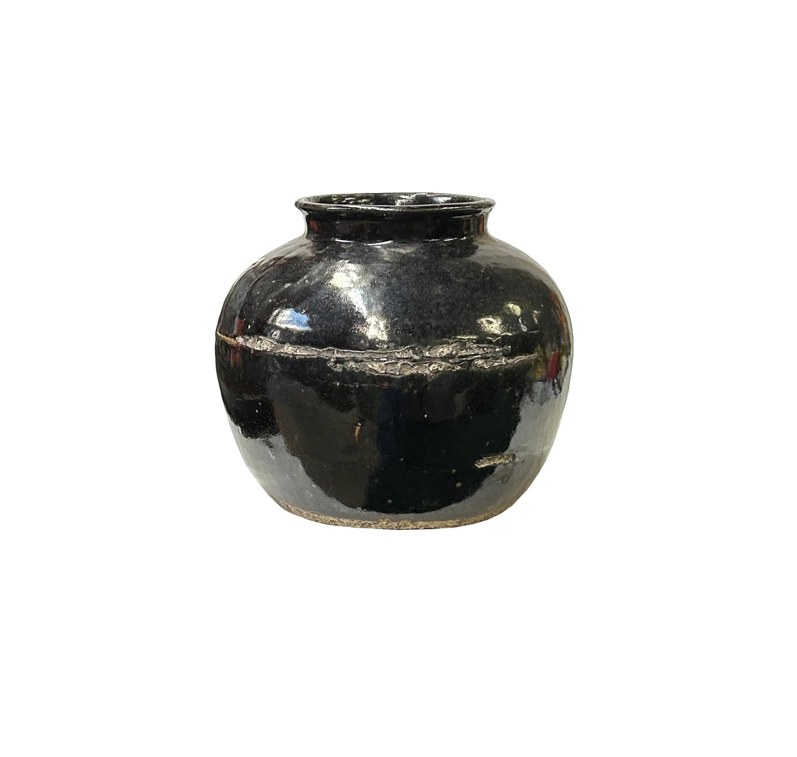 Vintage Earthy Rustic Black Village Rural Pottery Ceramic Pot Vase - 3