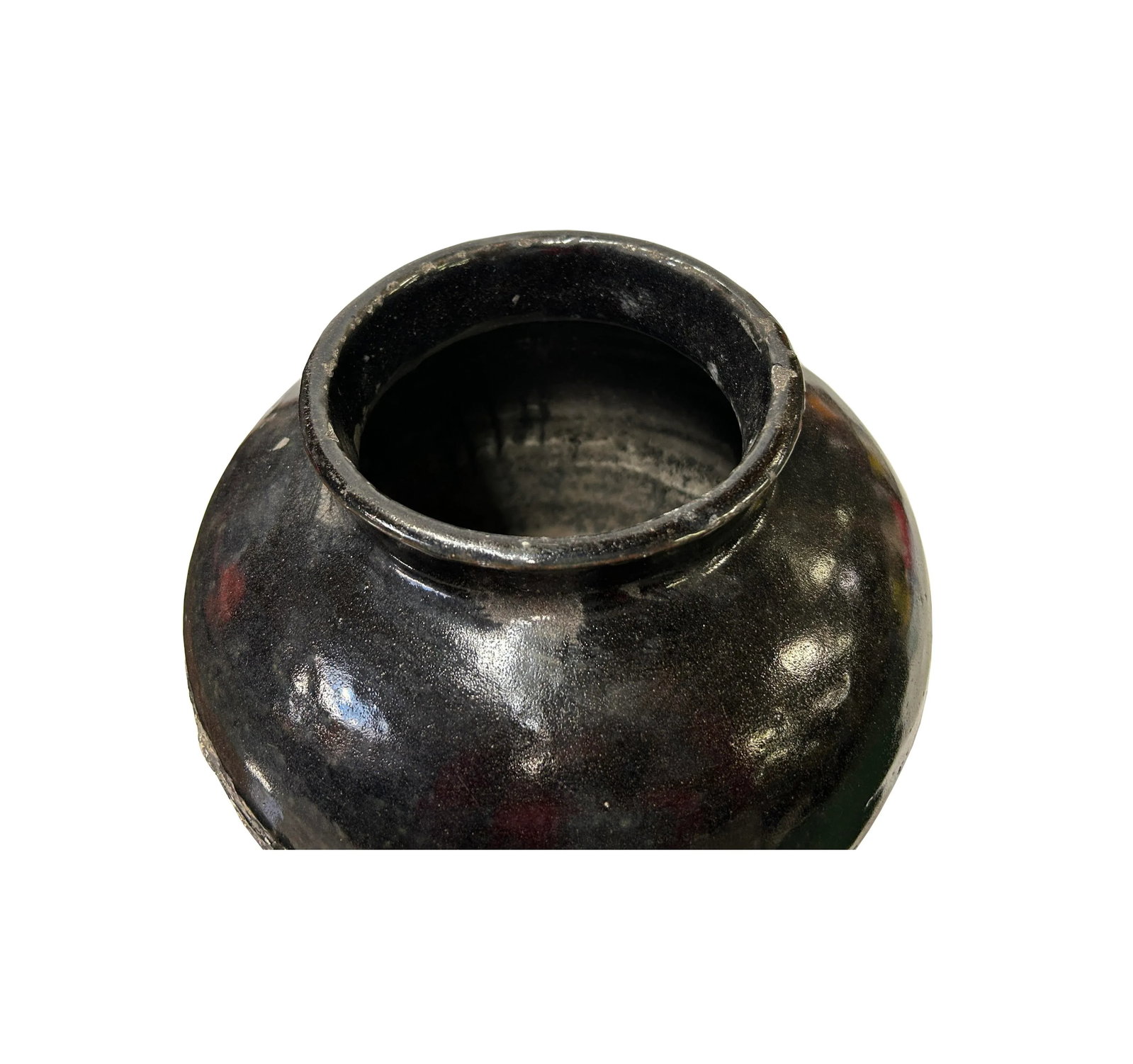 Vintage Earthy Rustic Black Village Rural Pottery Ceramic Pot Vase - 4