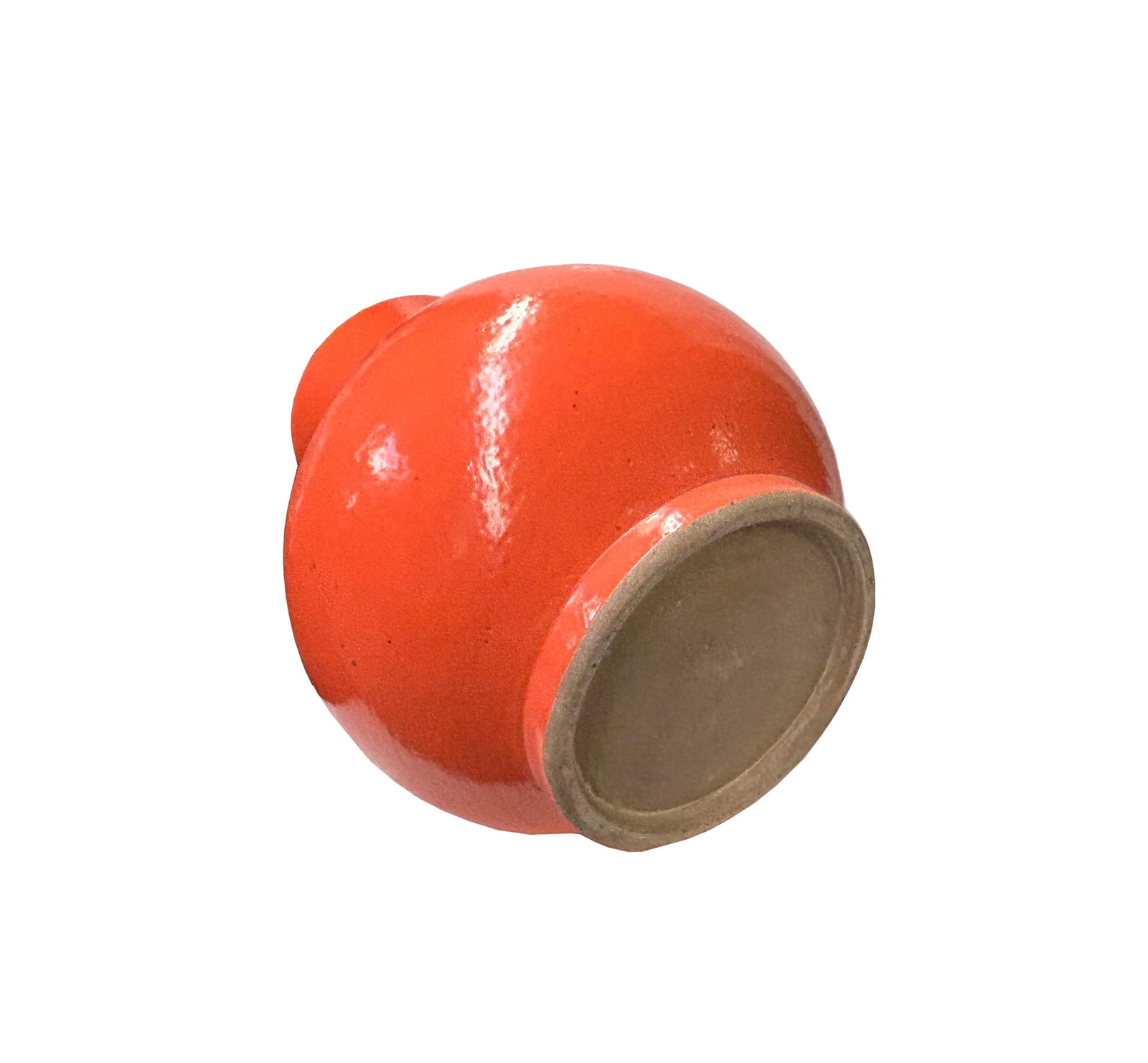 Bright Orange Glaze Large Bulb Shape Pottery Ceramic Pot Vase - 4