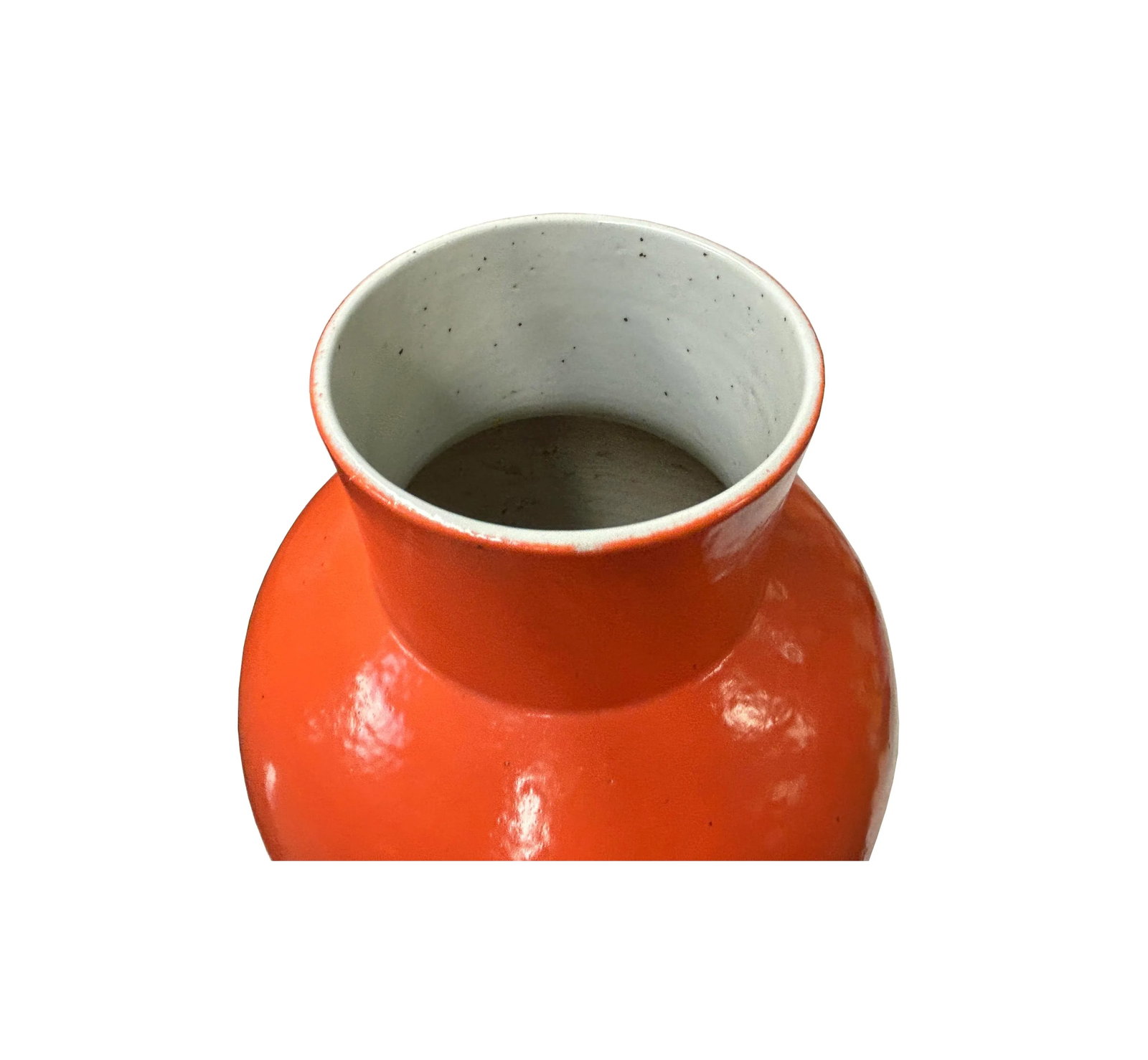 Bright Orange Glaze Large Bulb Shape Pottery Ceramic Pot Vase - 5