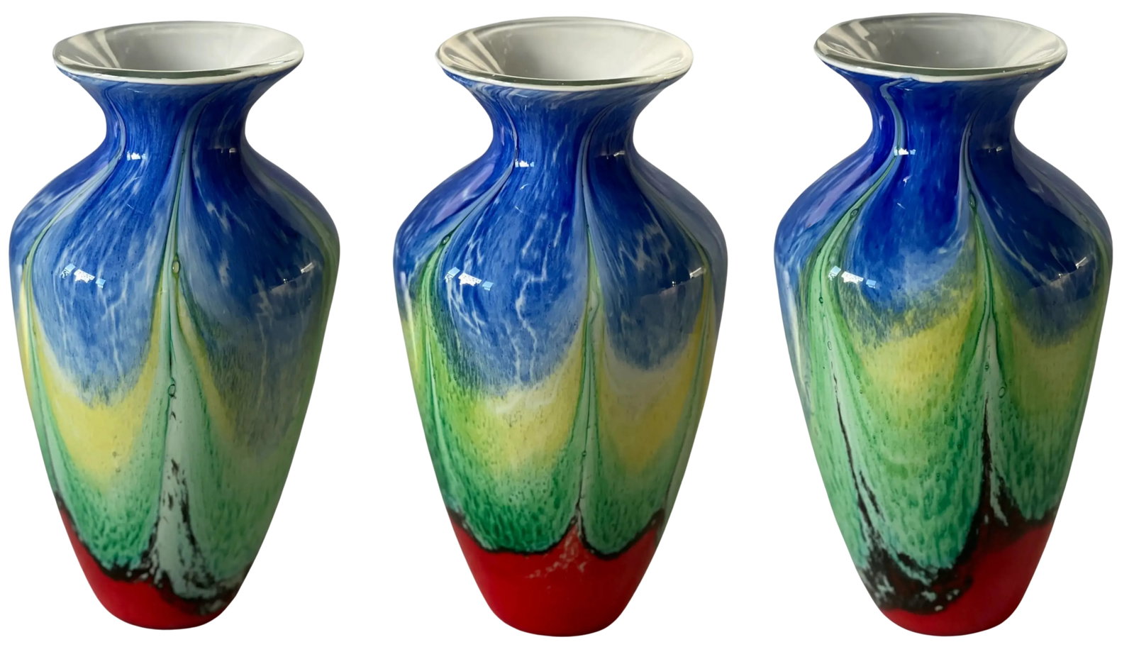Art Glass Multicolor Vases-a Pair - 11