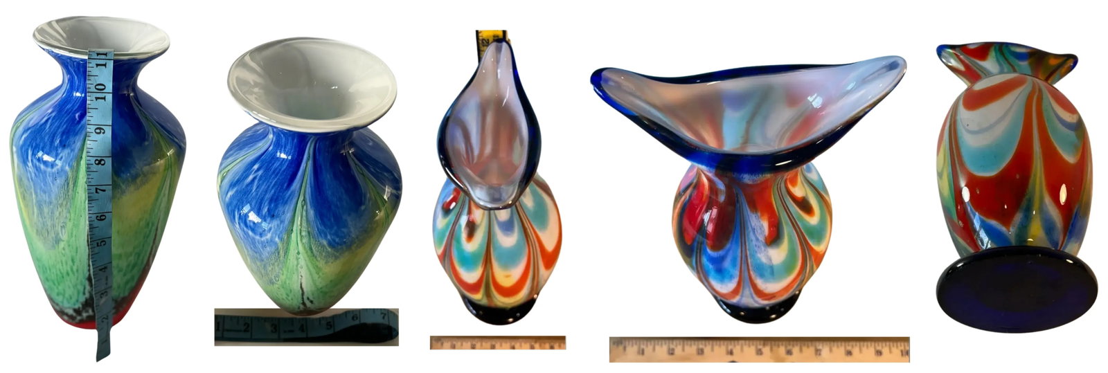 Art Glass Multicolor Vases-a Pair - 12