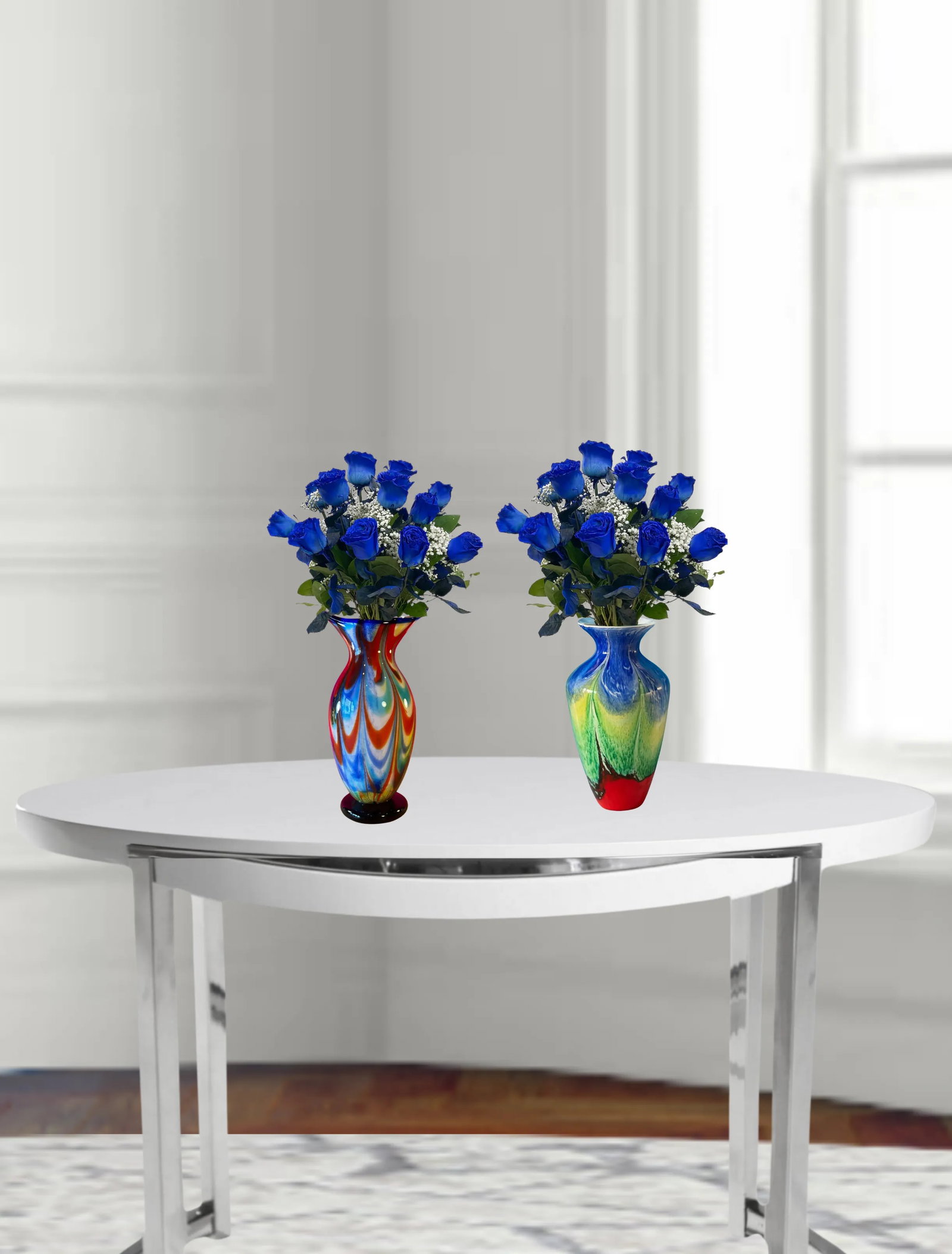 Art Glass Multicolor Vases-a Pair - 9