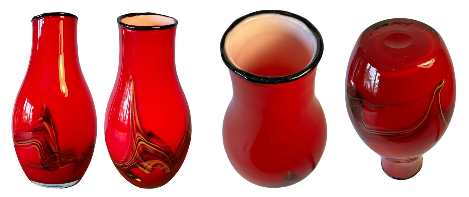 Art Glass Red Abstract Vases- A Pair - 11