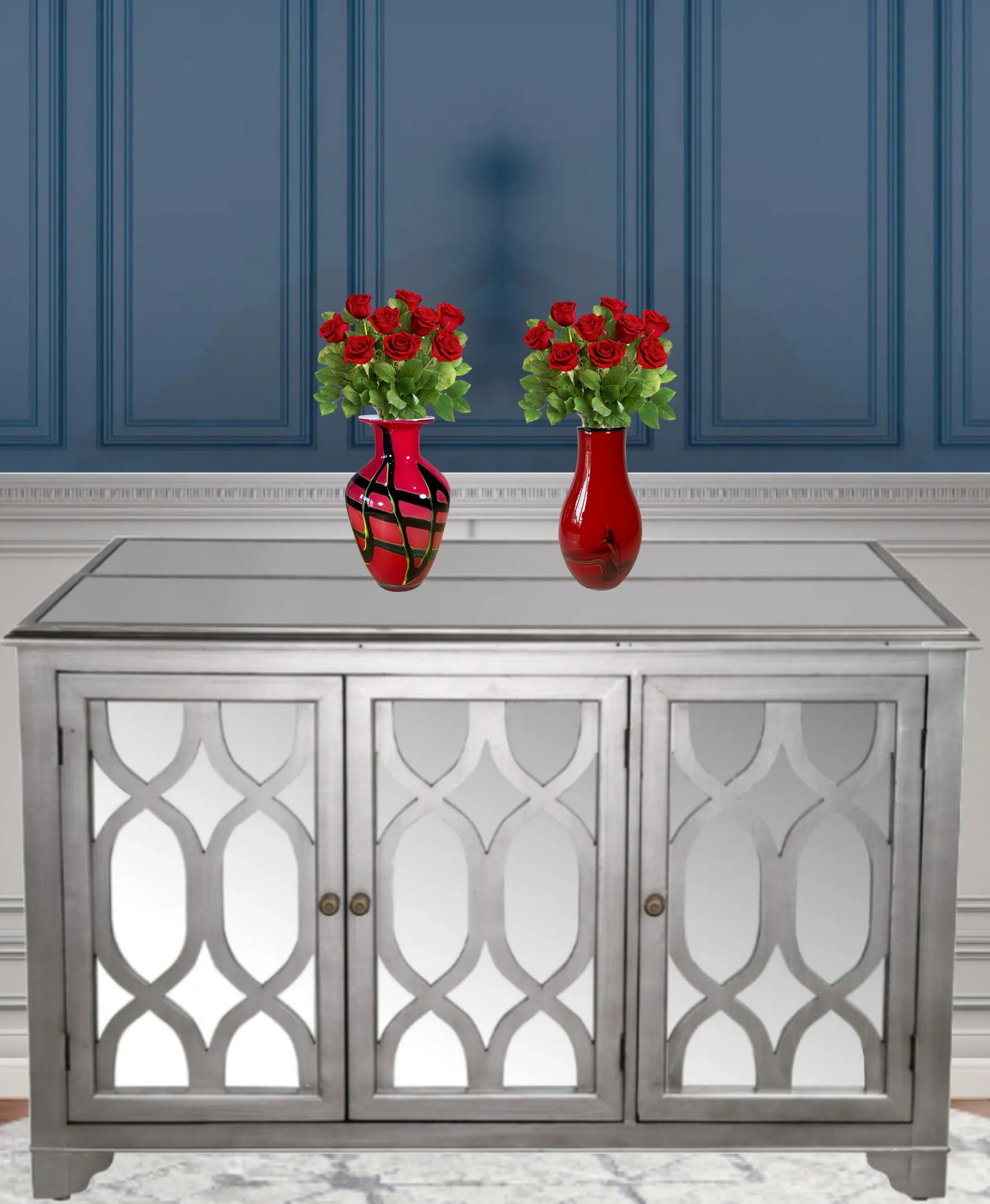 Art Glass Red Abstract Vases- A Pair - 7
