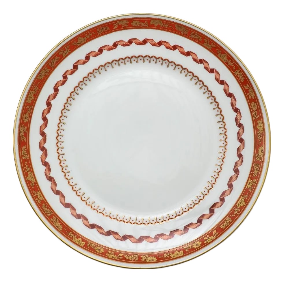 Richard Ginori 1735 Handpainted Porcelain Dinner Plate in Pincio Red, Late 20th Century (1 of 9)