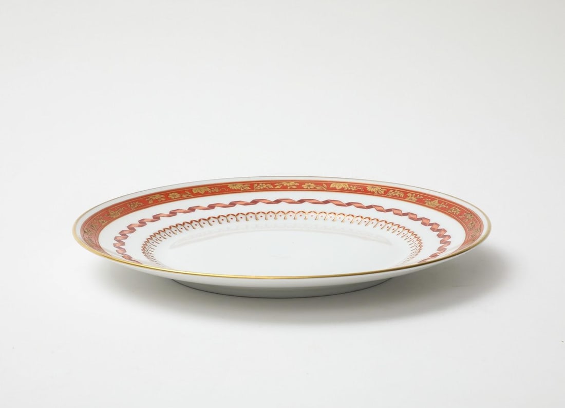 Richard Ginori 1735 Handpainted Porcelain Dinner Plate in Pincio Red, Late 20th Century - 2